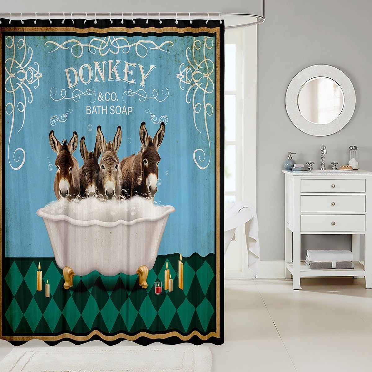 Cute Donkey Shower Curtain for Kids
