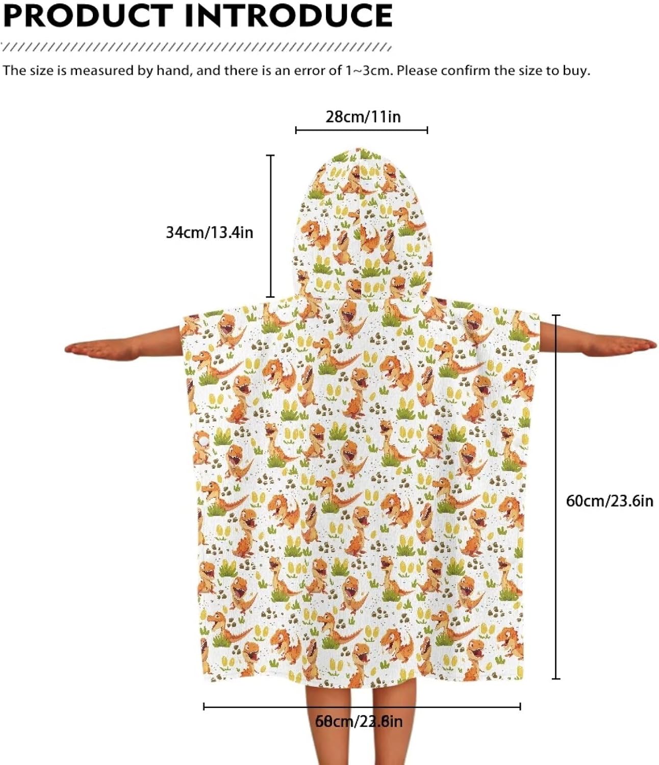Multi Cute Dinosaur Kids Bath Towel Hooded Cape