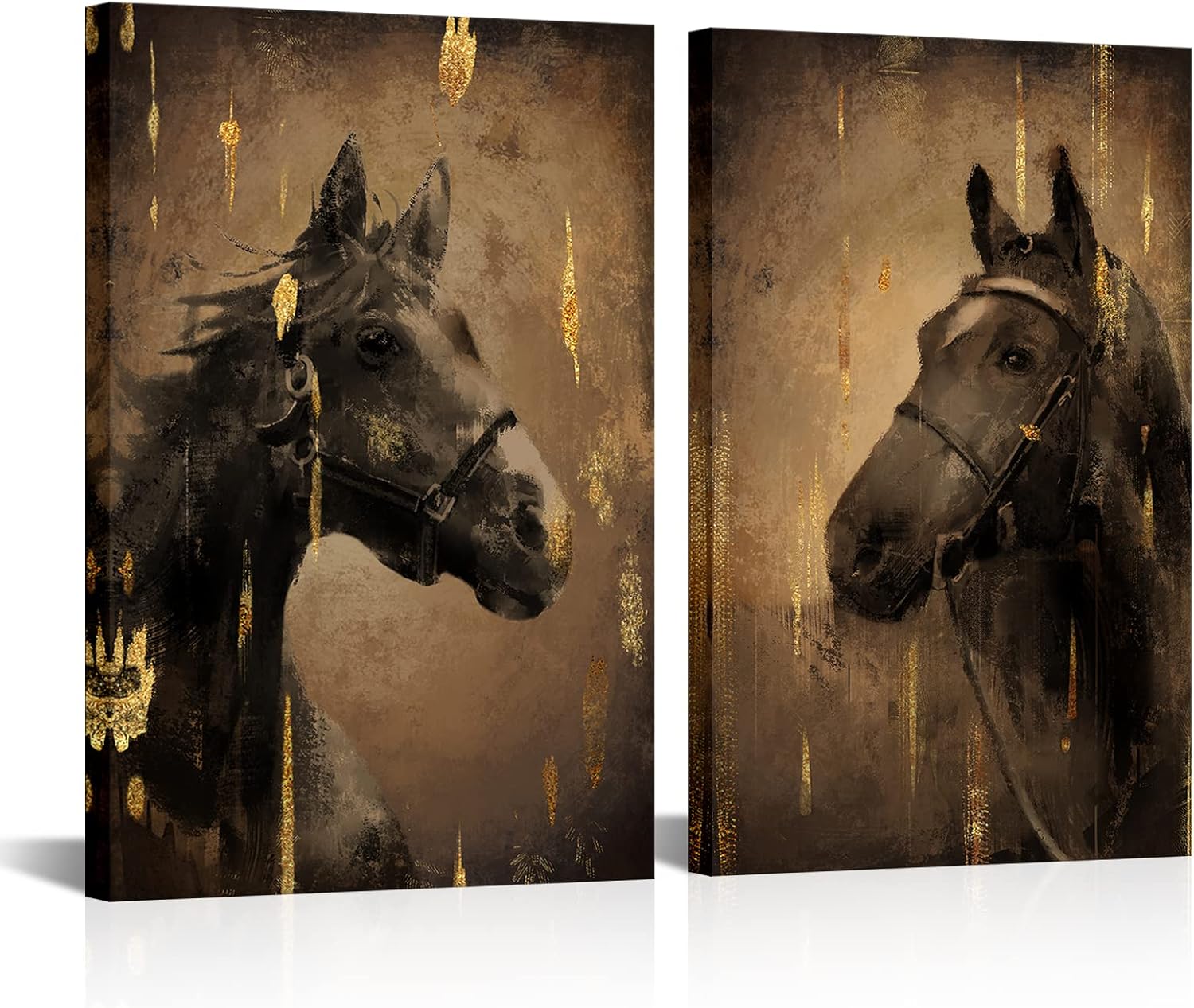 HOMEOART Horse Wall Art 12x16 Inches 2 Piece