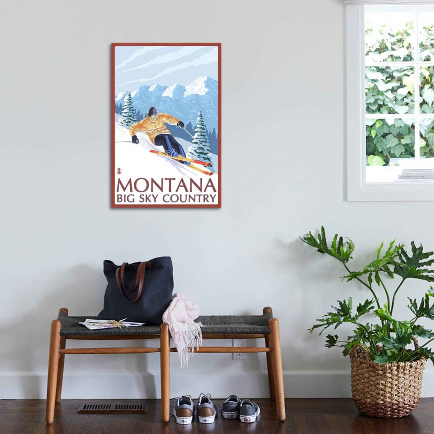 ARTCOM Wall Art Print Montana Big Sky Country Downhill Skier