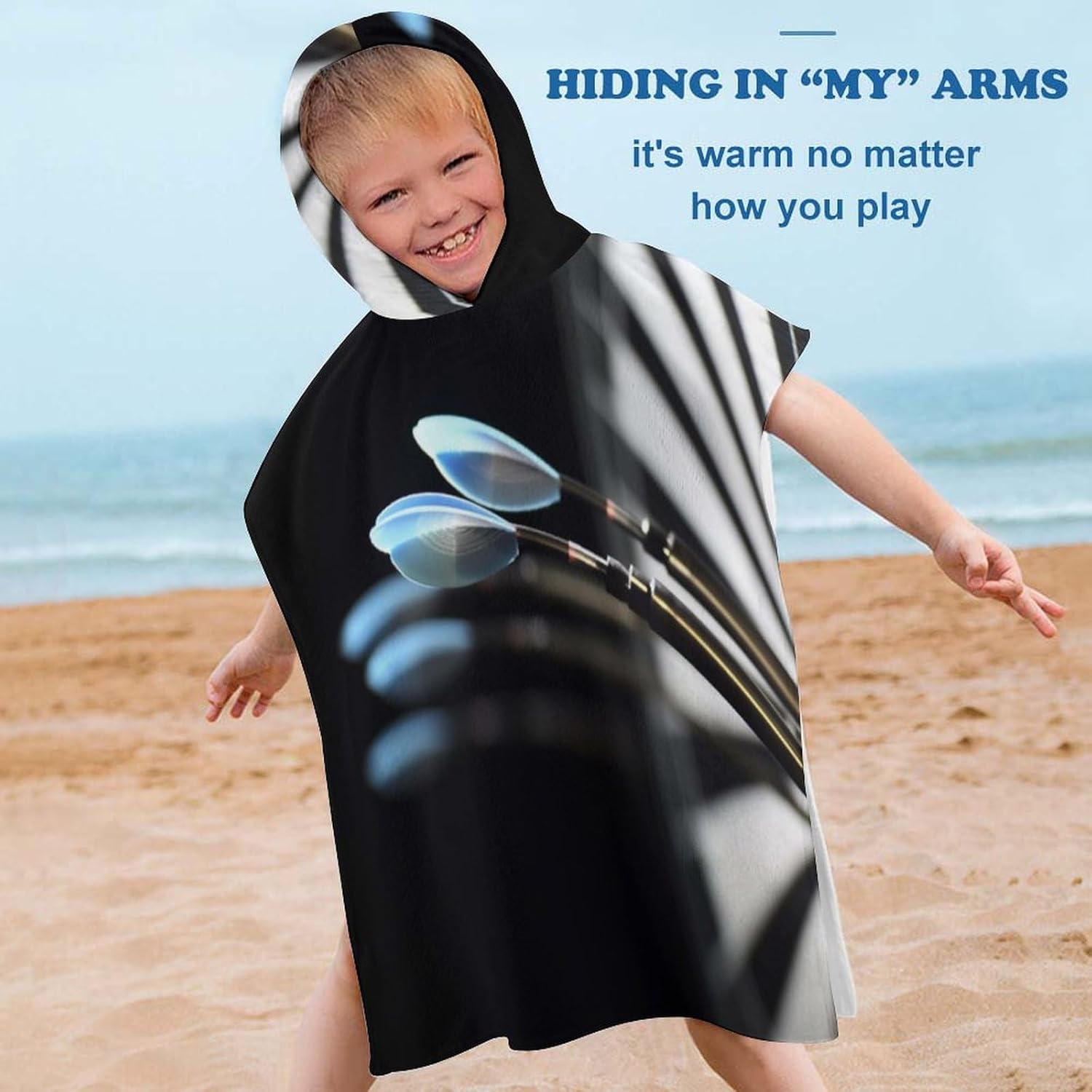 Kids Hooded Towel with Darts Arrows Print