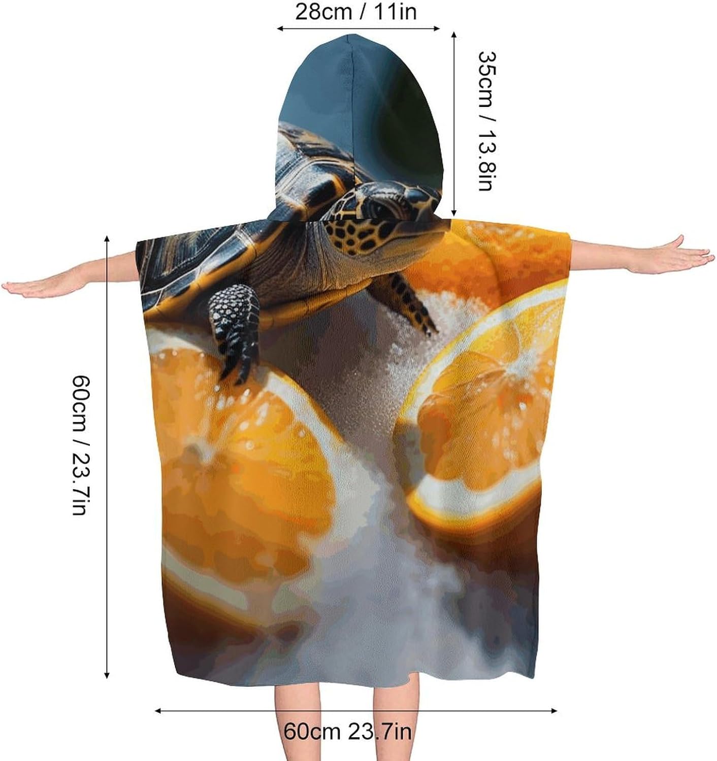 Kids Hooded Beach Towel with Turtles Design