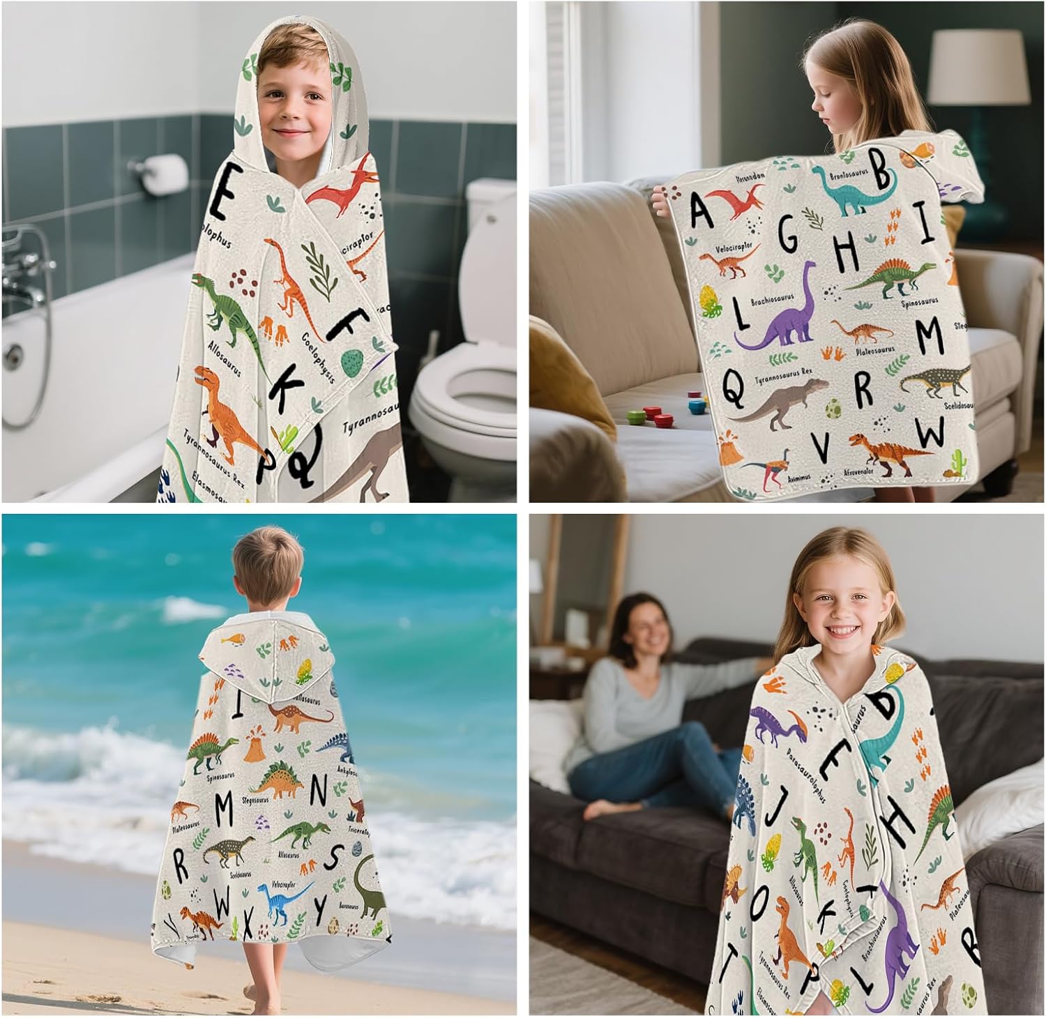 Dinosaur Hooded Beach Towel for Kids 30x50