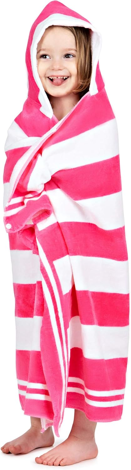 Premium Hooded Beach Towel for Kids 3-10 Starfish Pink