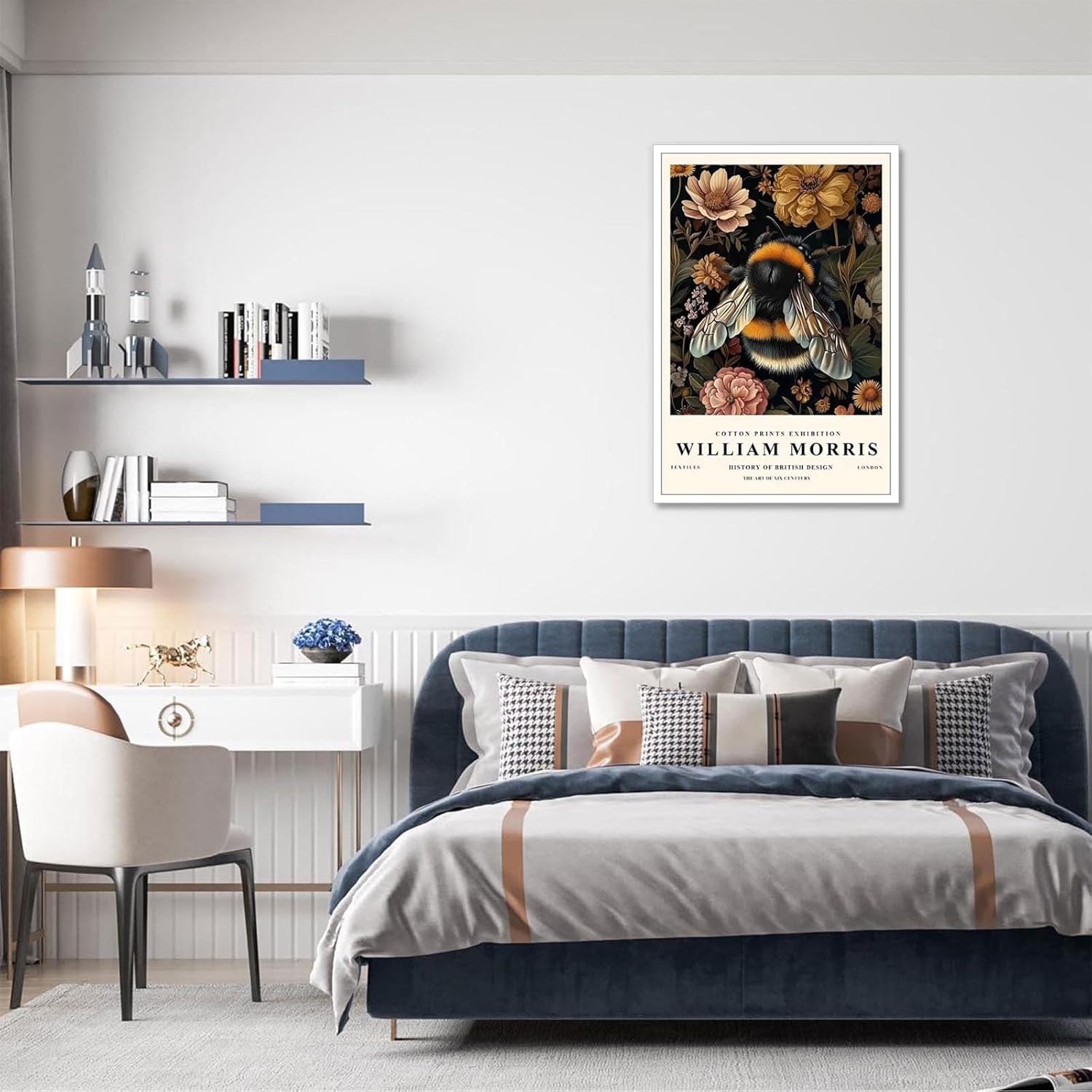 Retro Floral Wasp Poster 16x24in Unframed
