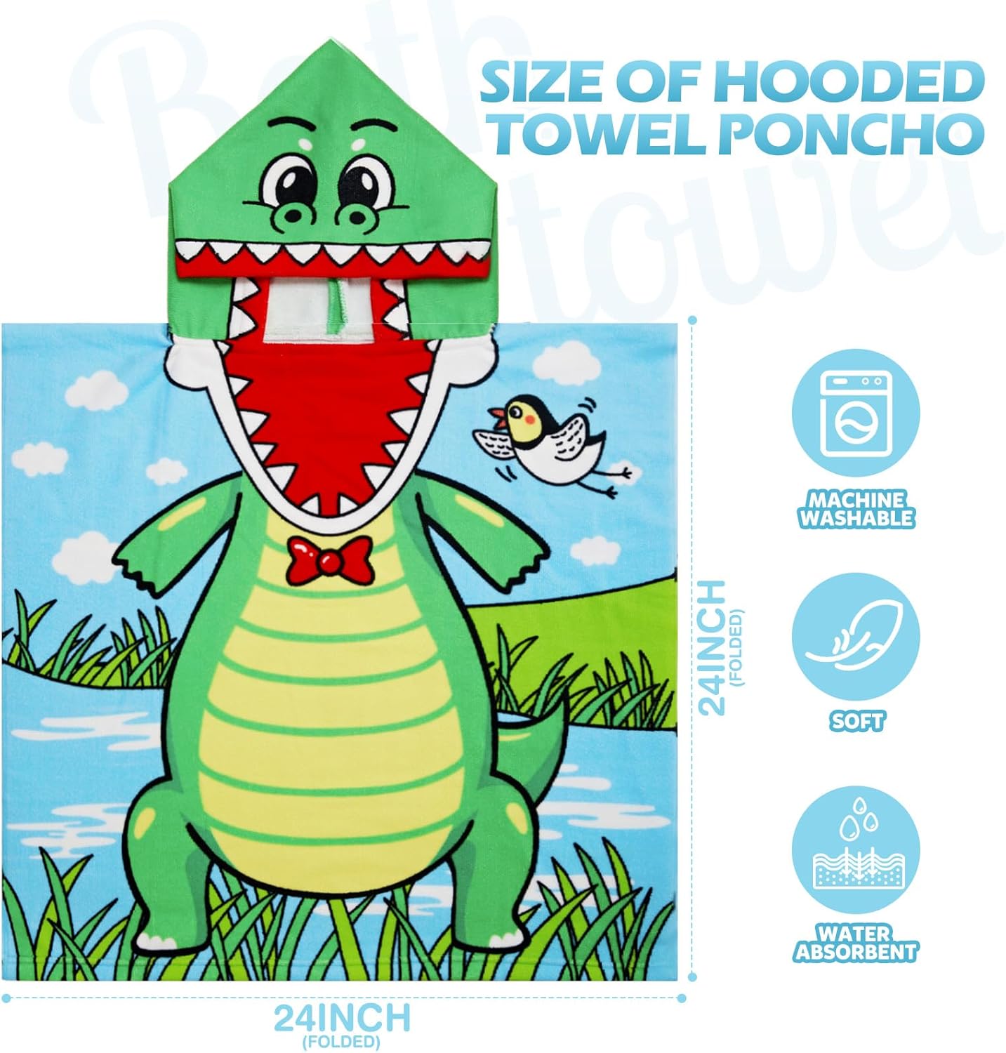 Oudain 6 Pcs Hooded Bath Towels for Kids