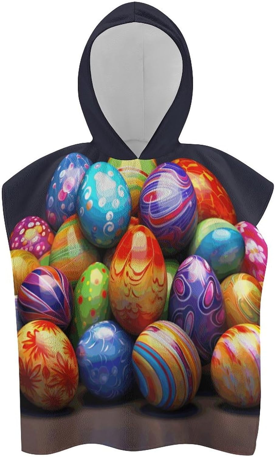 Kids Hooded Bath Towel with Easter Eggs Design