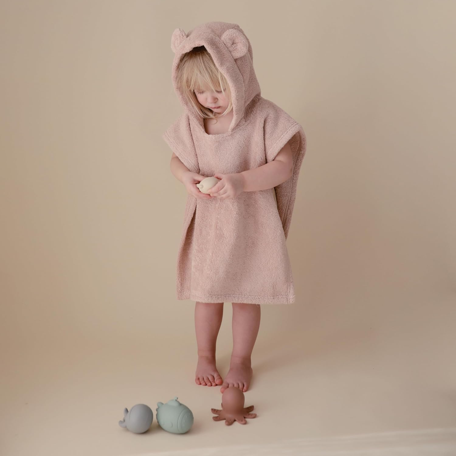 Mushie Poncho Towel for Kids Fog 1-3 Years
