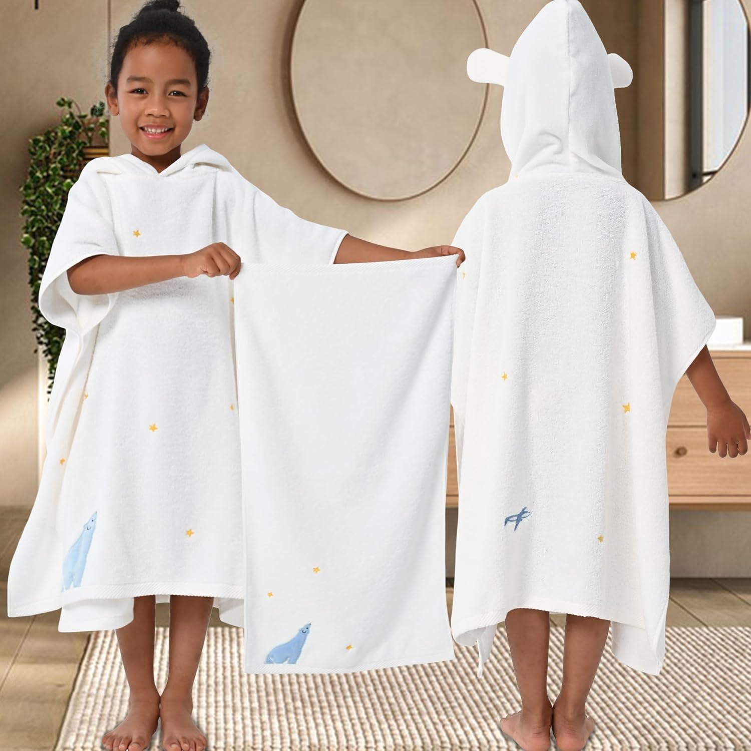 VOOVA MOVAS White Toddler Towel Set with Hood - 3-6 Years