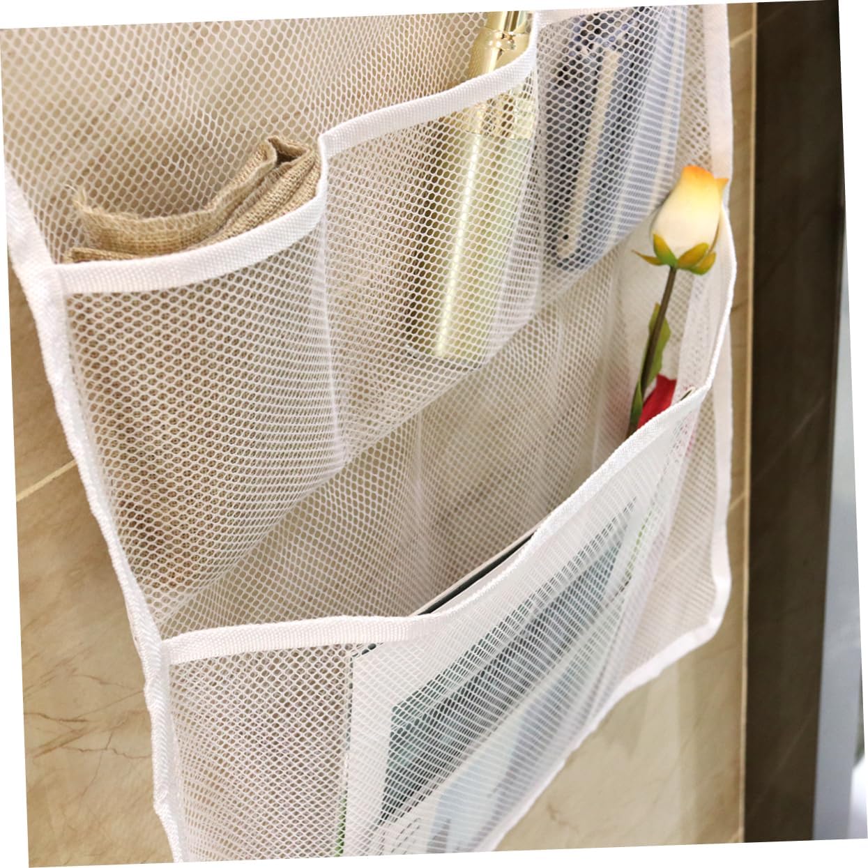 HOOTNEE Multifunctional Mesh Bath Toy Storage Bag with Strong Hooks and Drainage