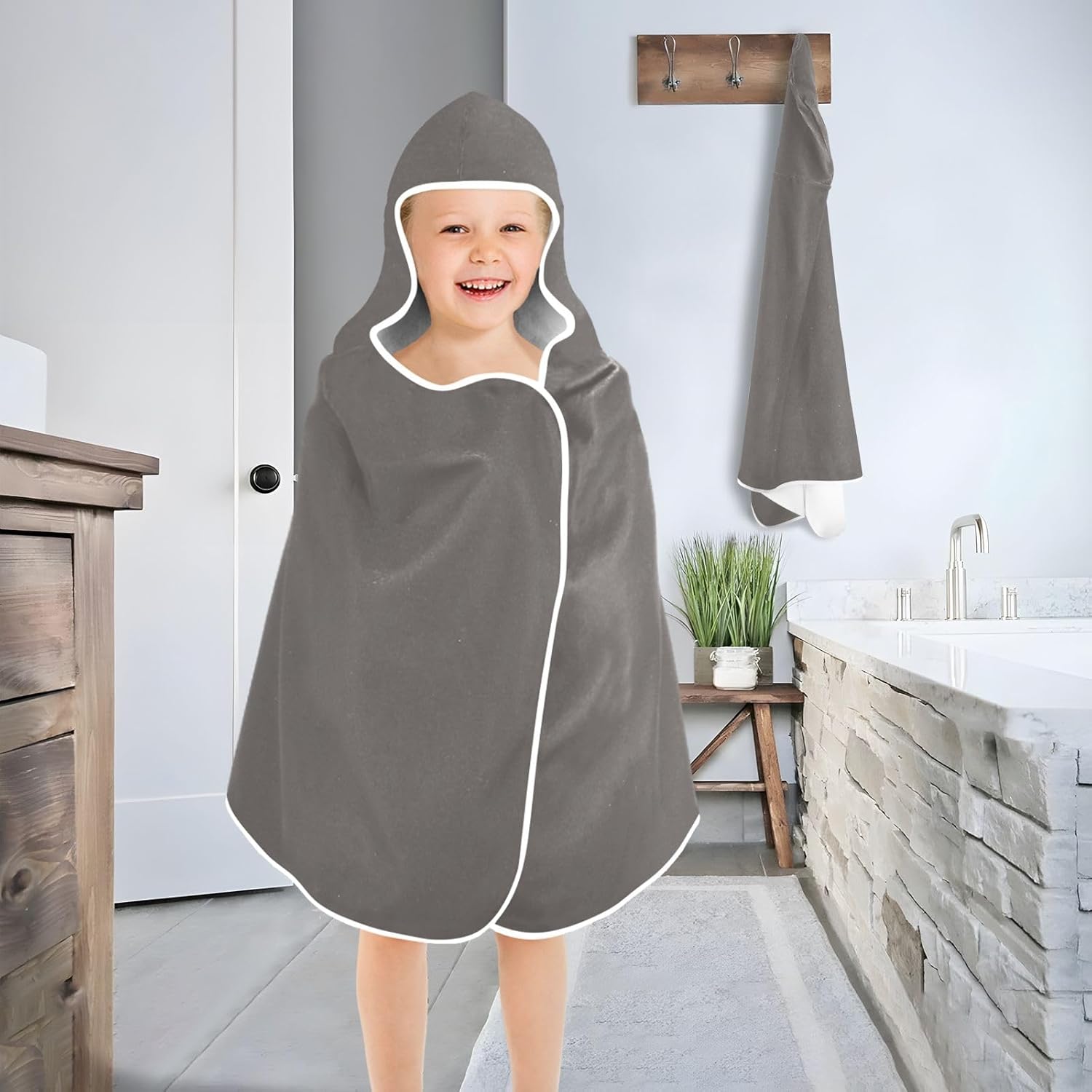 CHIFIGNO Iron Gray Quick-Dry Kids Bath Towels 50x235in