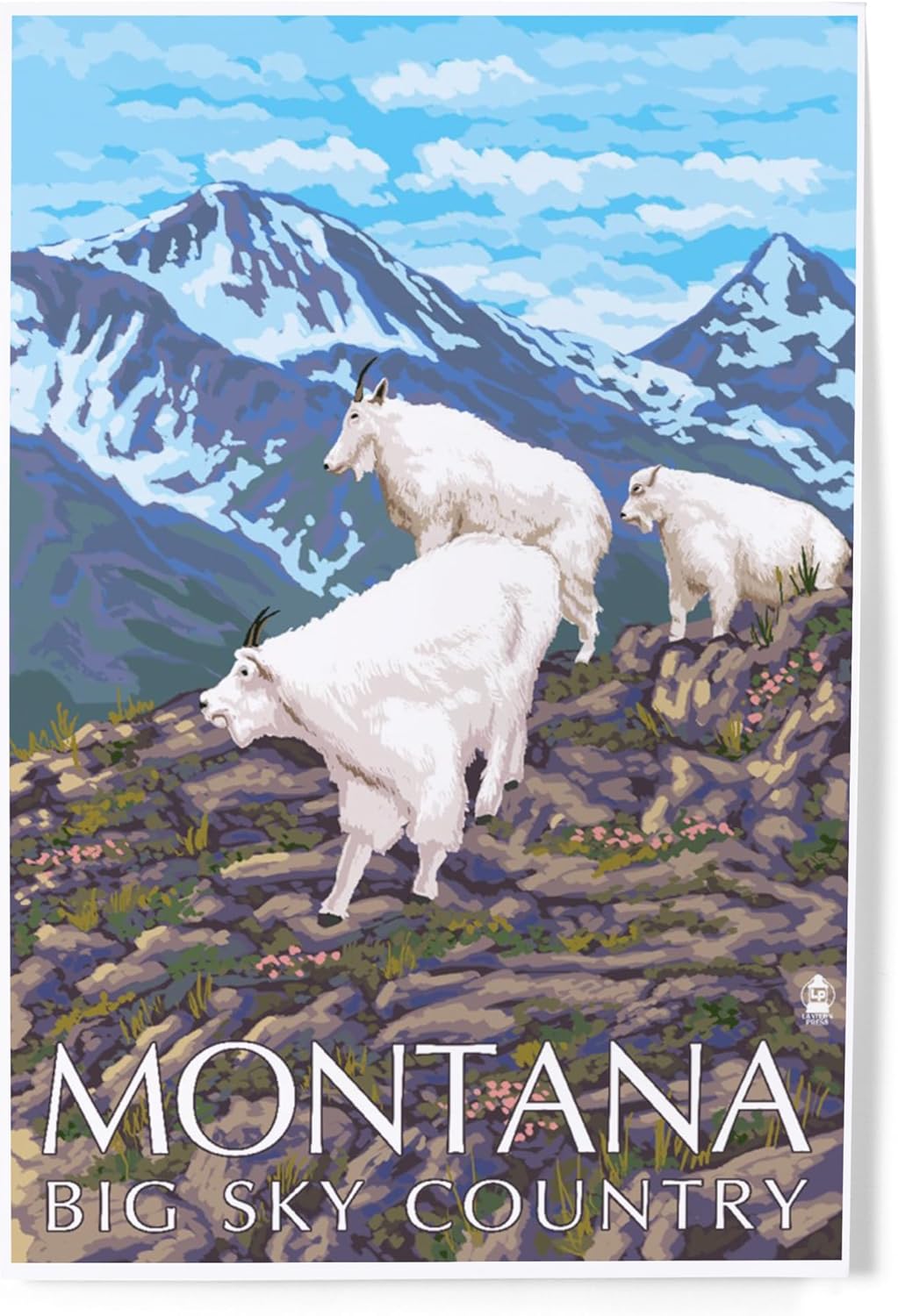 Lantern Press 8x12 Art Print Montana Big Sky Country Mountain Goats
