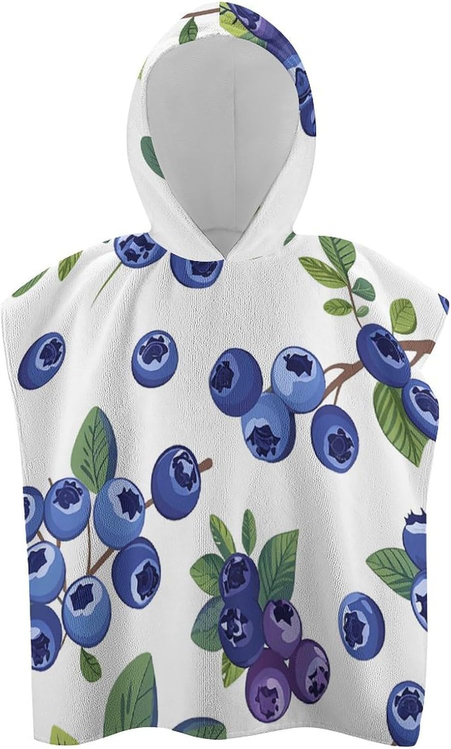 Kids Hooded Beach Towel with Blueberries Design
