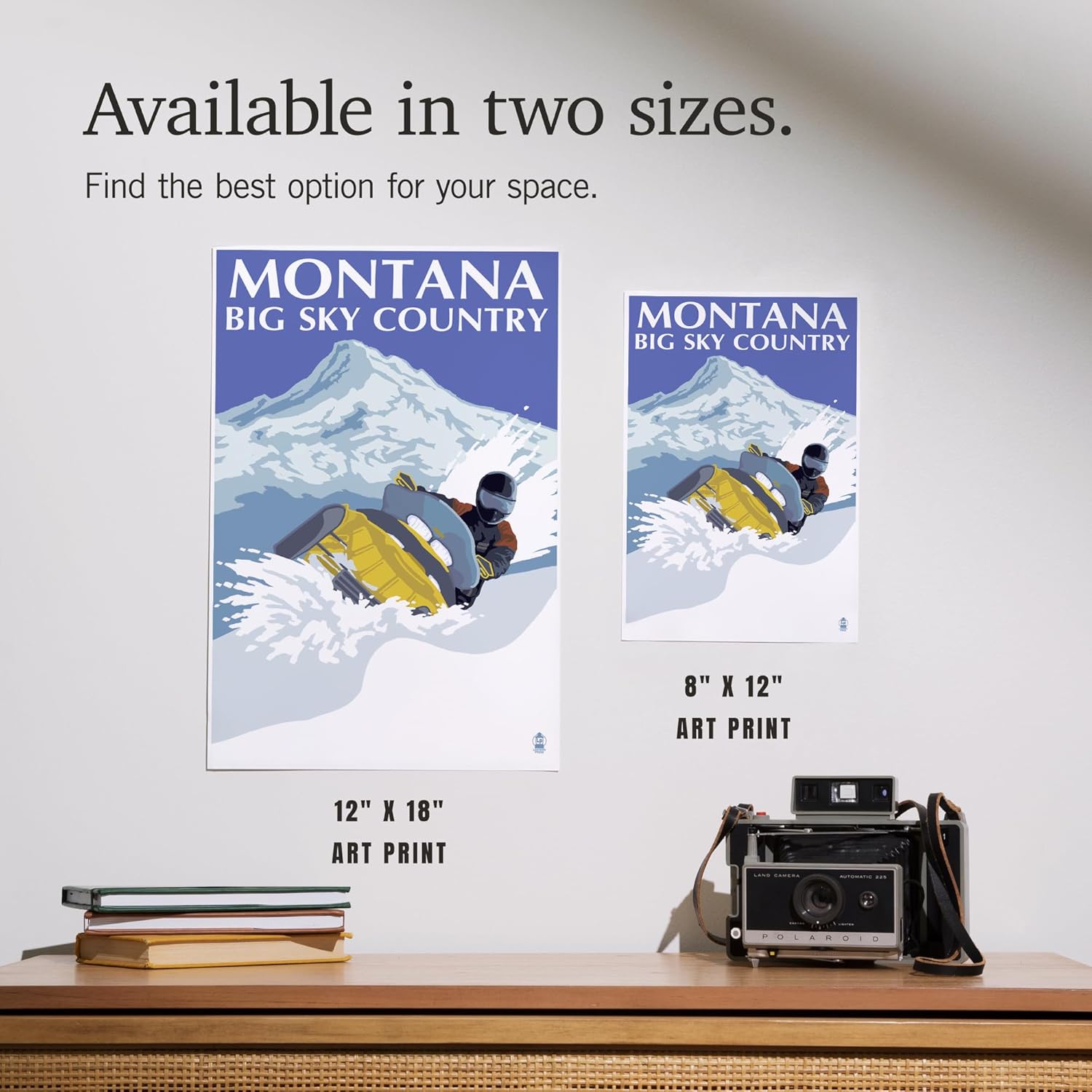 Lantern Press 8x12 Art Print Montana Big Sky Snowmobile Scene