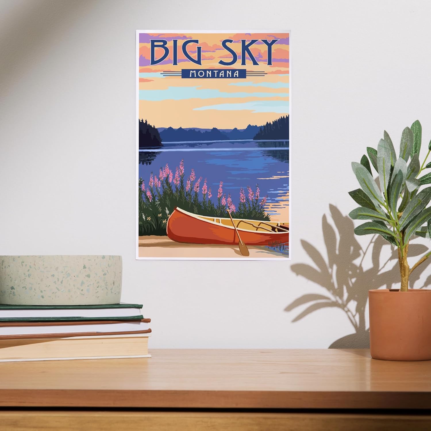 Lantern Press 8x12 Art Print Big Sky Montana Canoe Lake