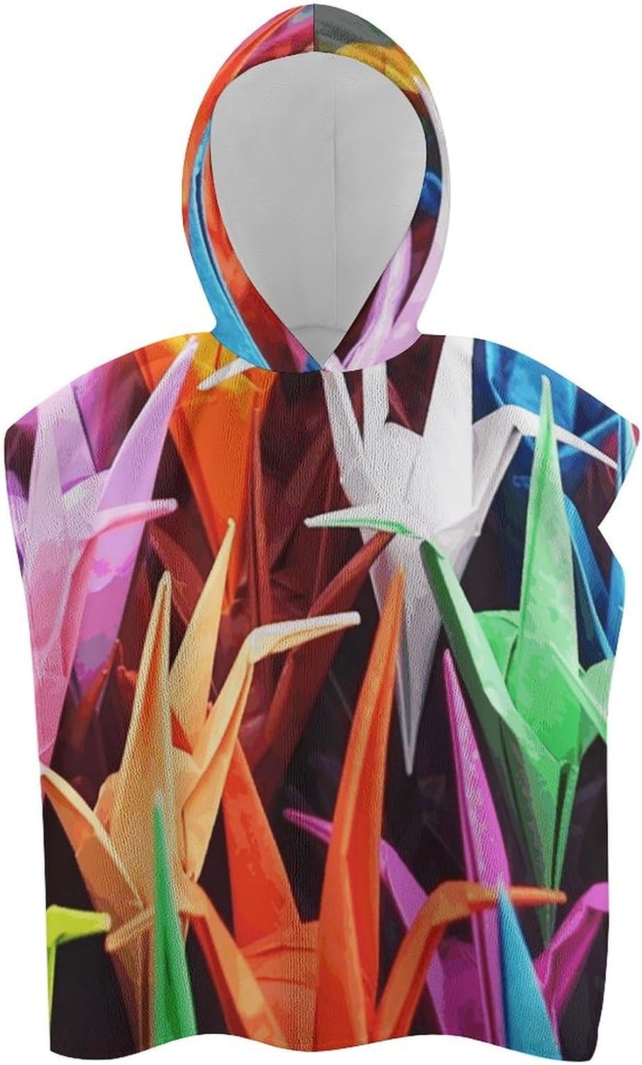 Kids Hooded Beach Towel with Origami Cranes Print