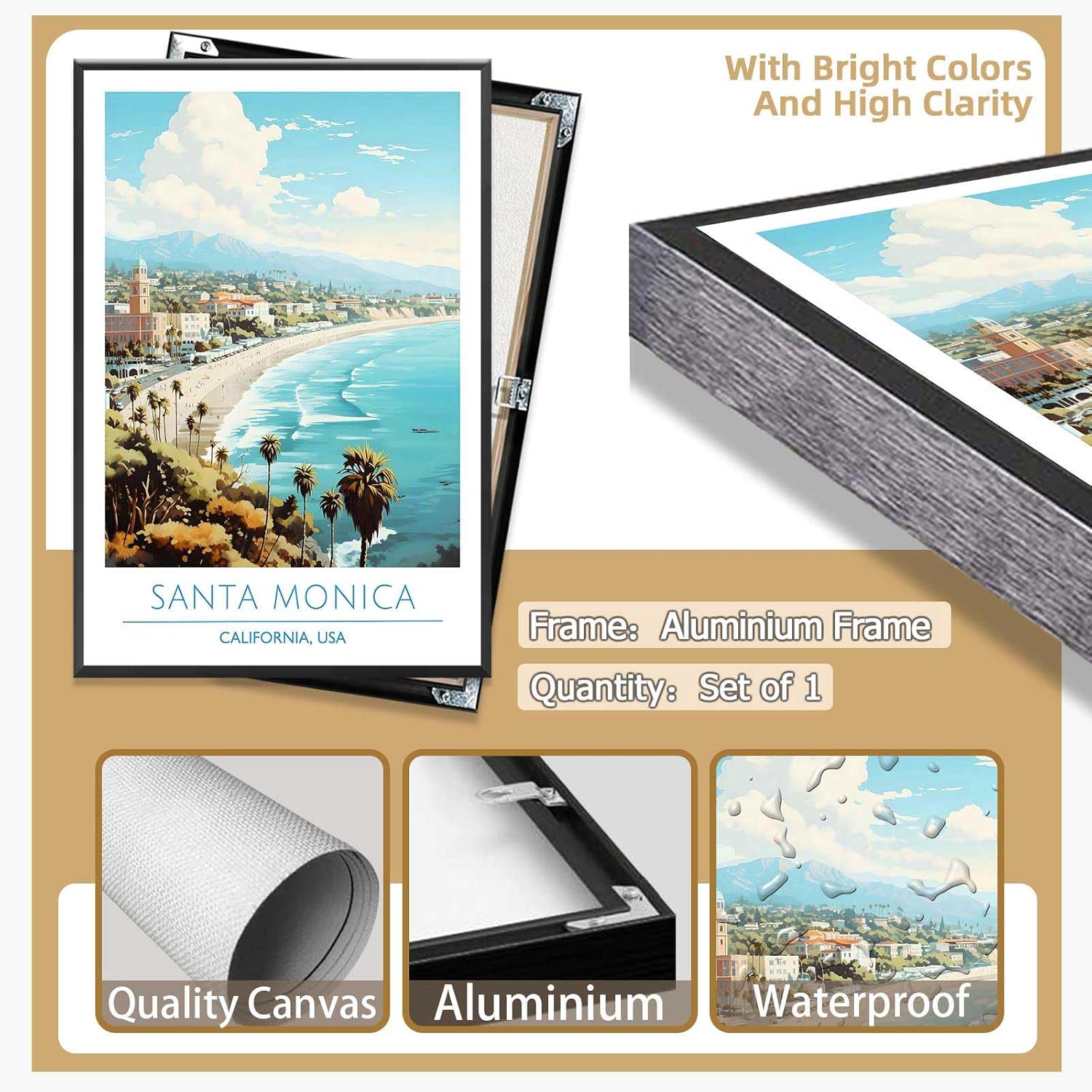 Santa Monica Coast Framed Poster 24x36in