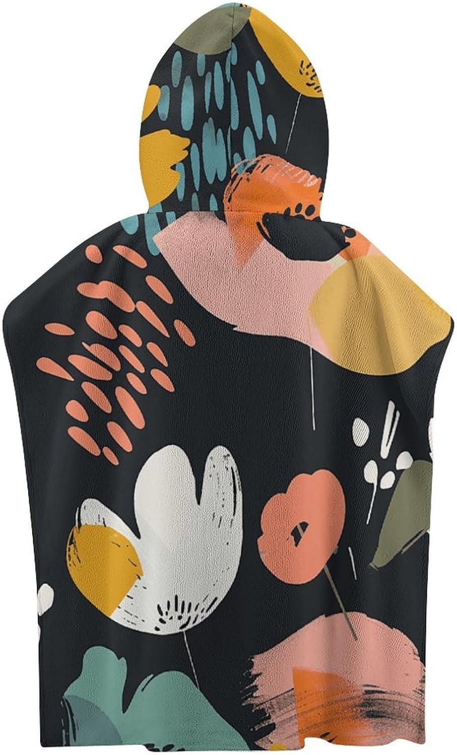 Kids Hooded Beach Towel with Abstract Flowers Print