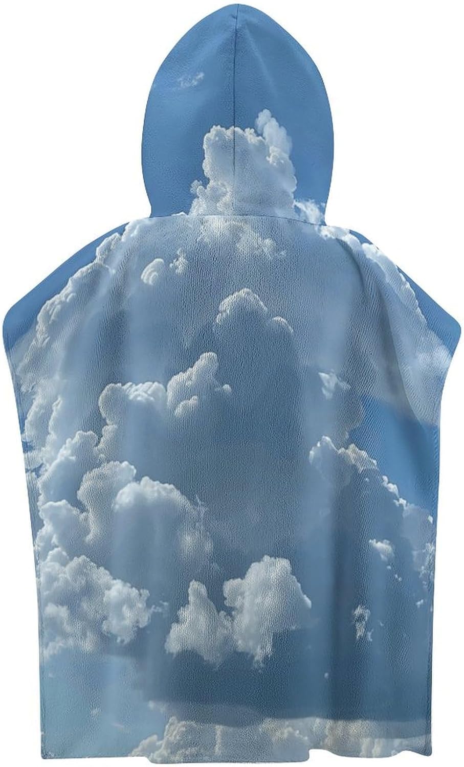 Kids Hooded Bath Towel with White Clouds Print