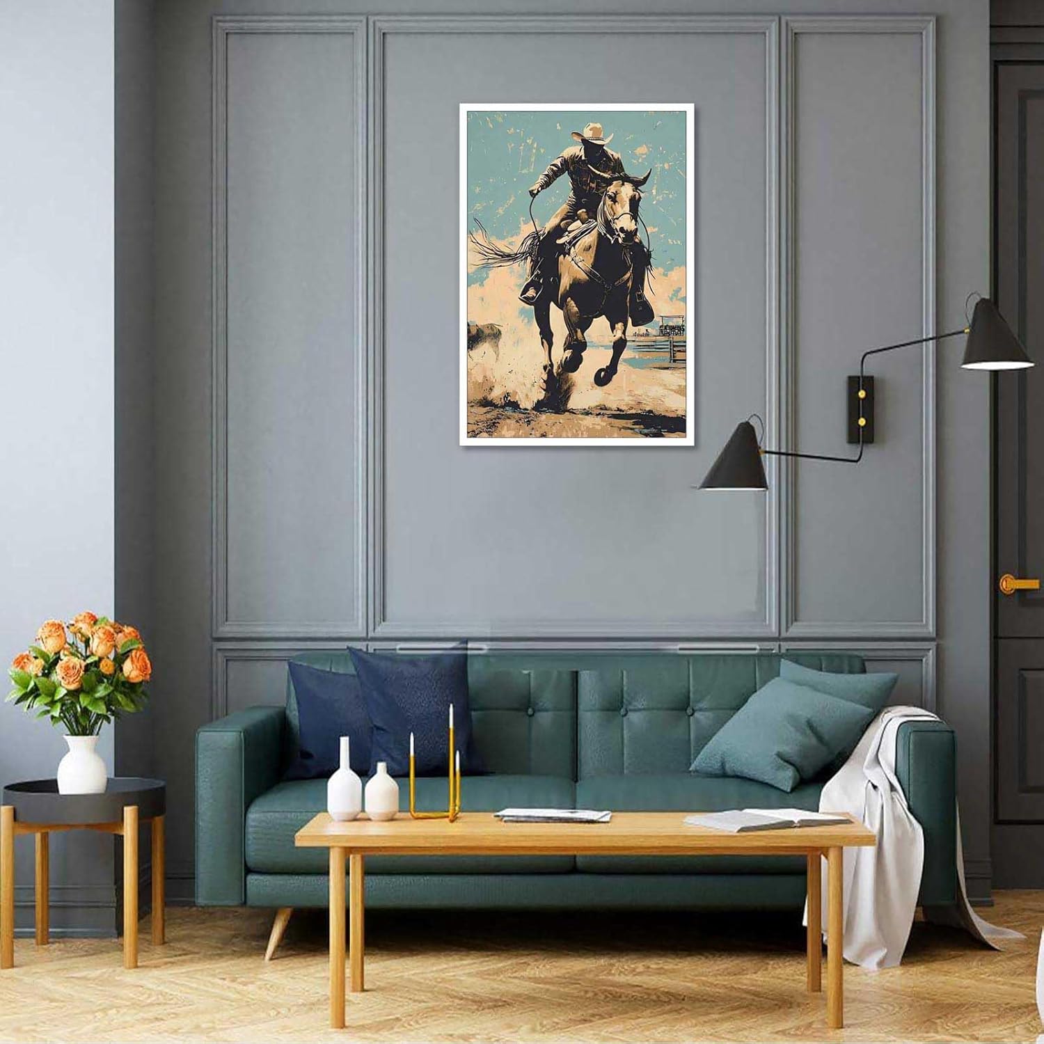 Vintage Western Cowboy Poster 12x16in Unframed