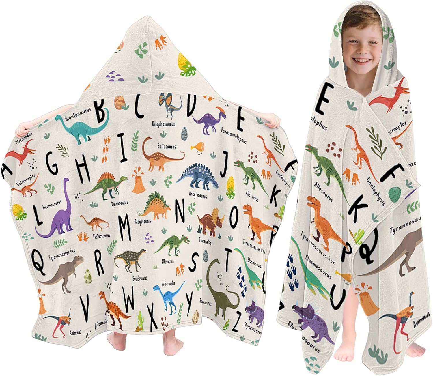 Dinosaur Hooded Beach Towel for Kids 30x50