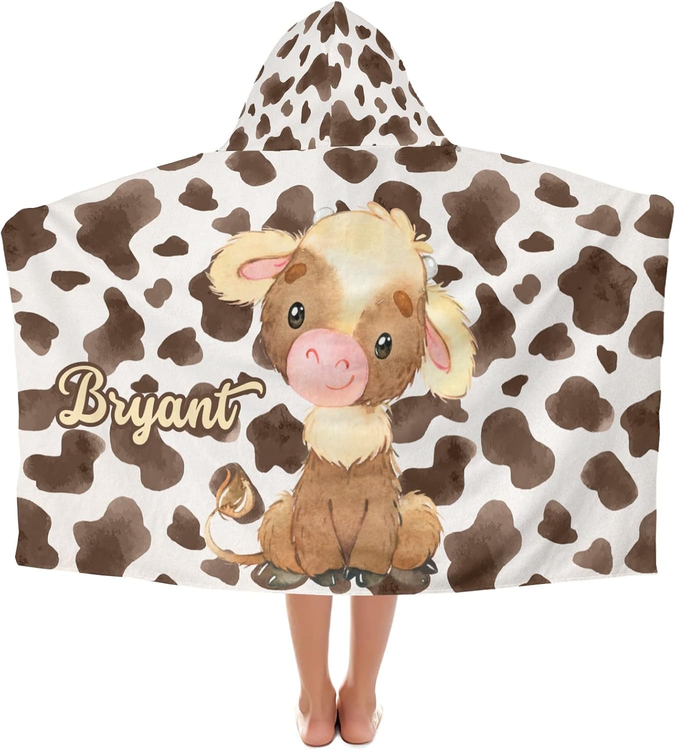 Eiis Unidesign Hooded Cartoon Cow Kids Beach Towel Wrap
