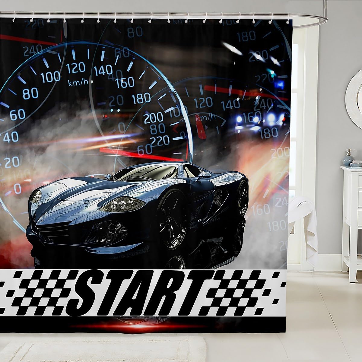 Feelyou Racing Car Shower Curtain 72x72 Kids