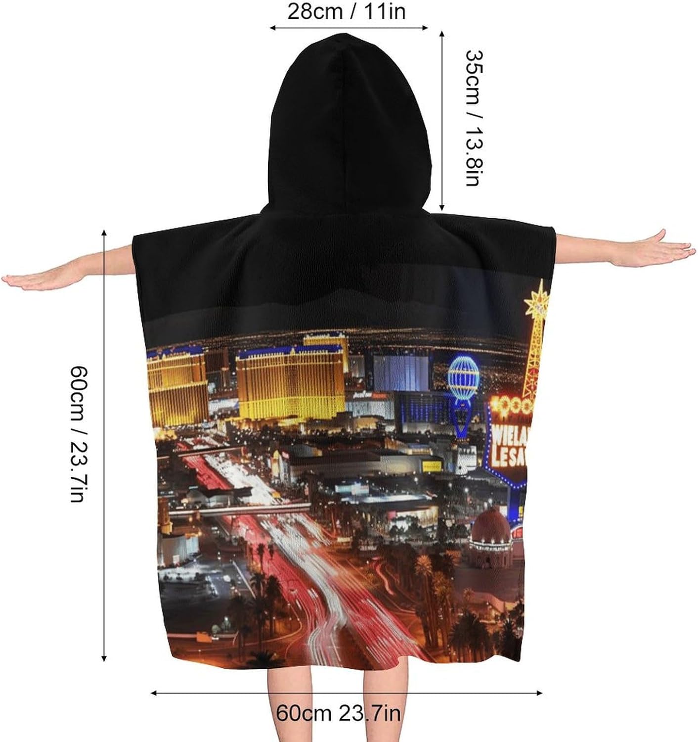 Kids Bath Towel with Las Vegas Night City Print