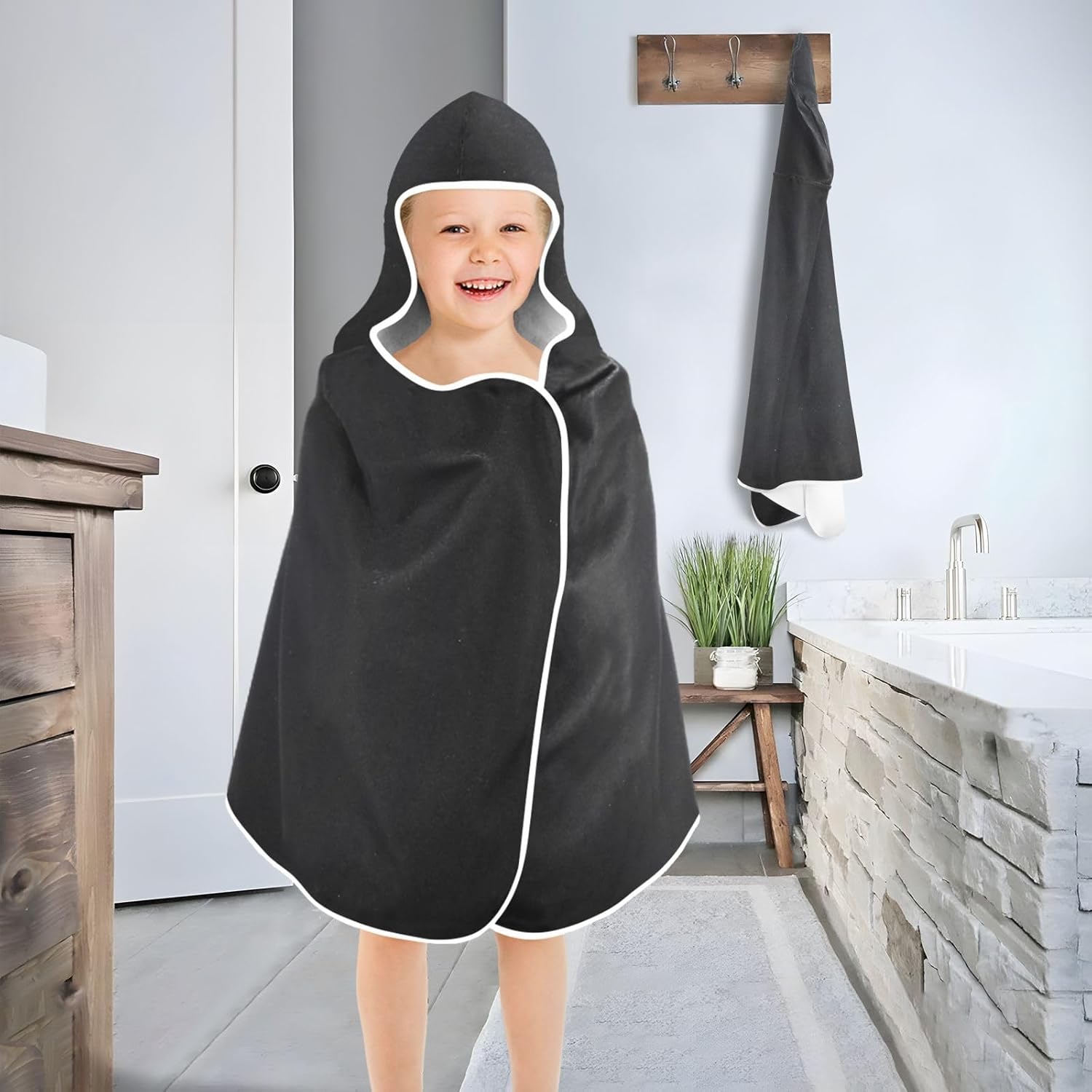 Xigua Abstract Gradient Black Kids Hooded Towel