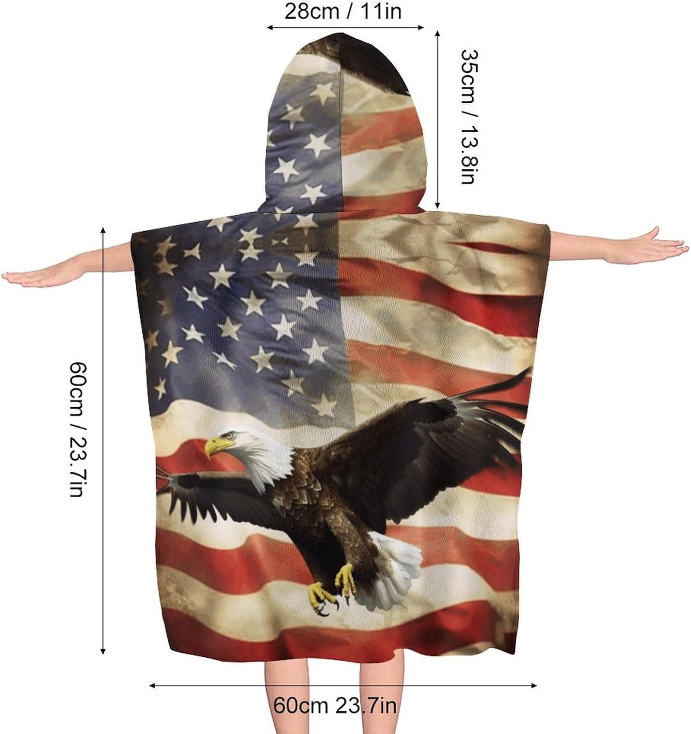 Kids Hooded Beach Towel with Eagle Print