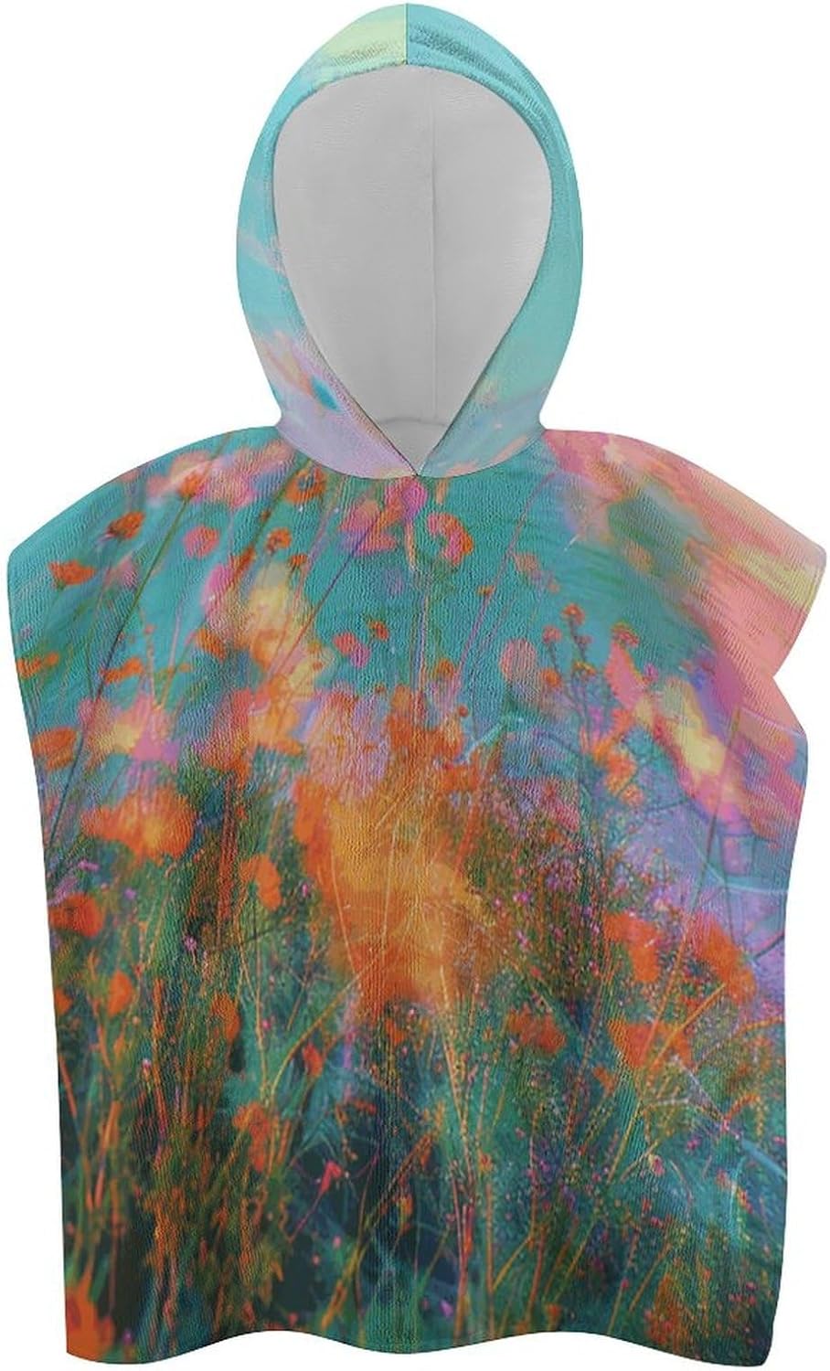 Kids Hooded Towel with Blurry Flowers Print