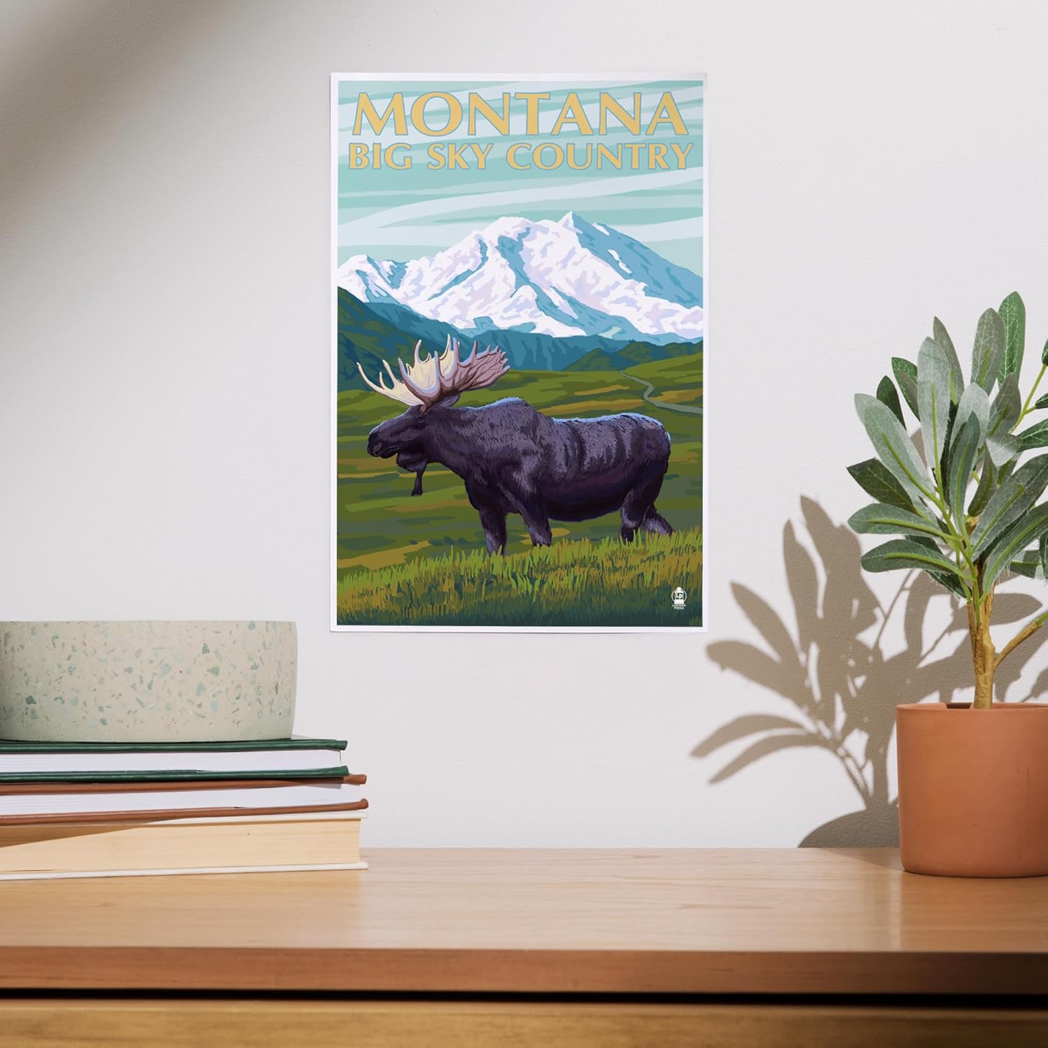 Lantern Press 8x12 Art Print Montana Big Sky Country Moose Mountain