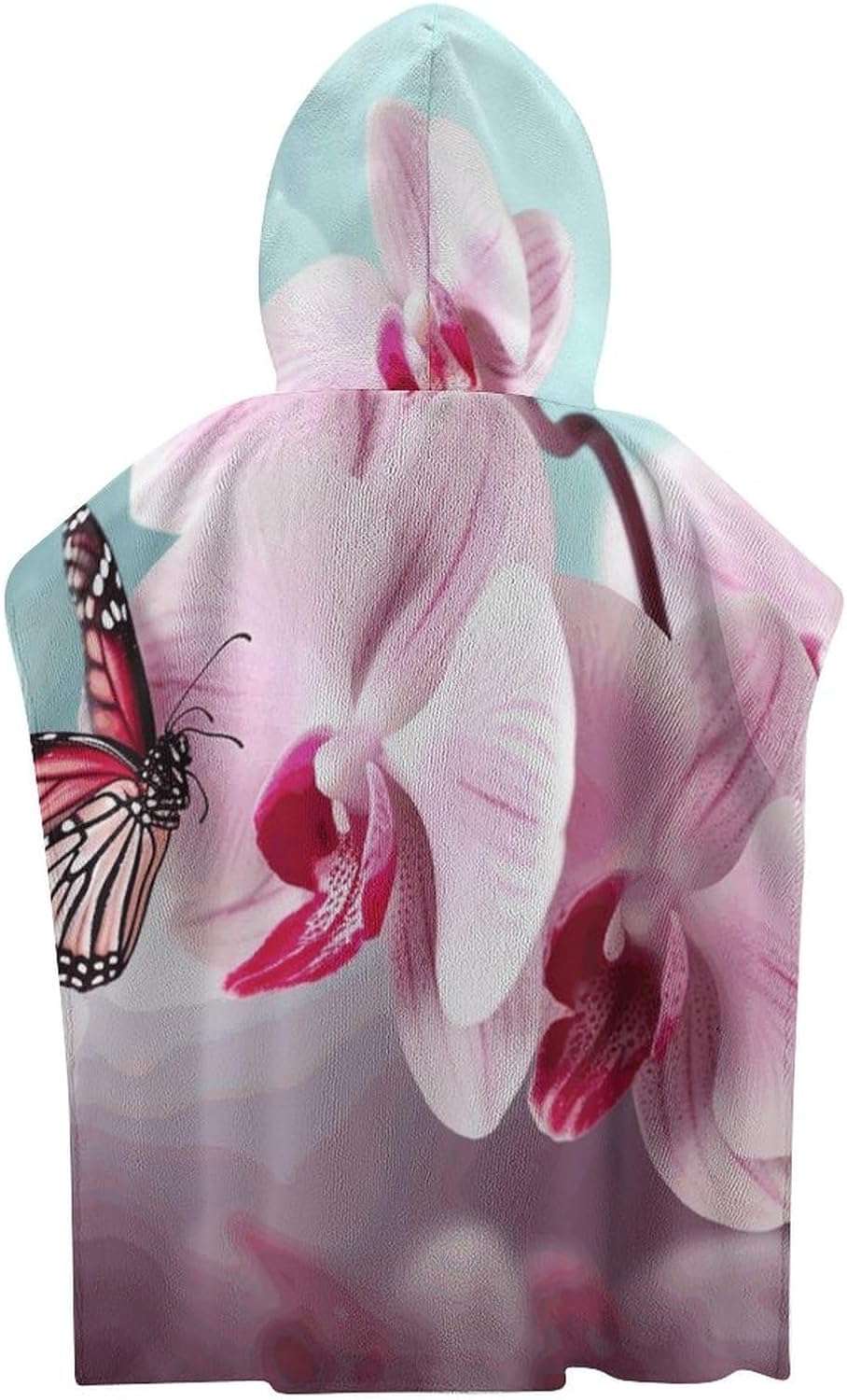 Kids Bath Towel with Hood and Butterfly Print