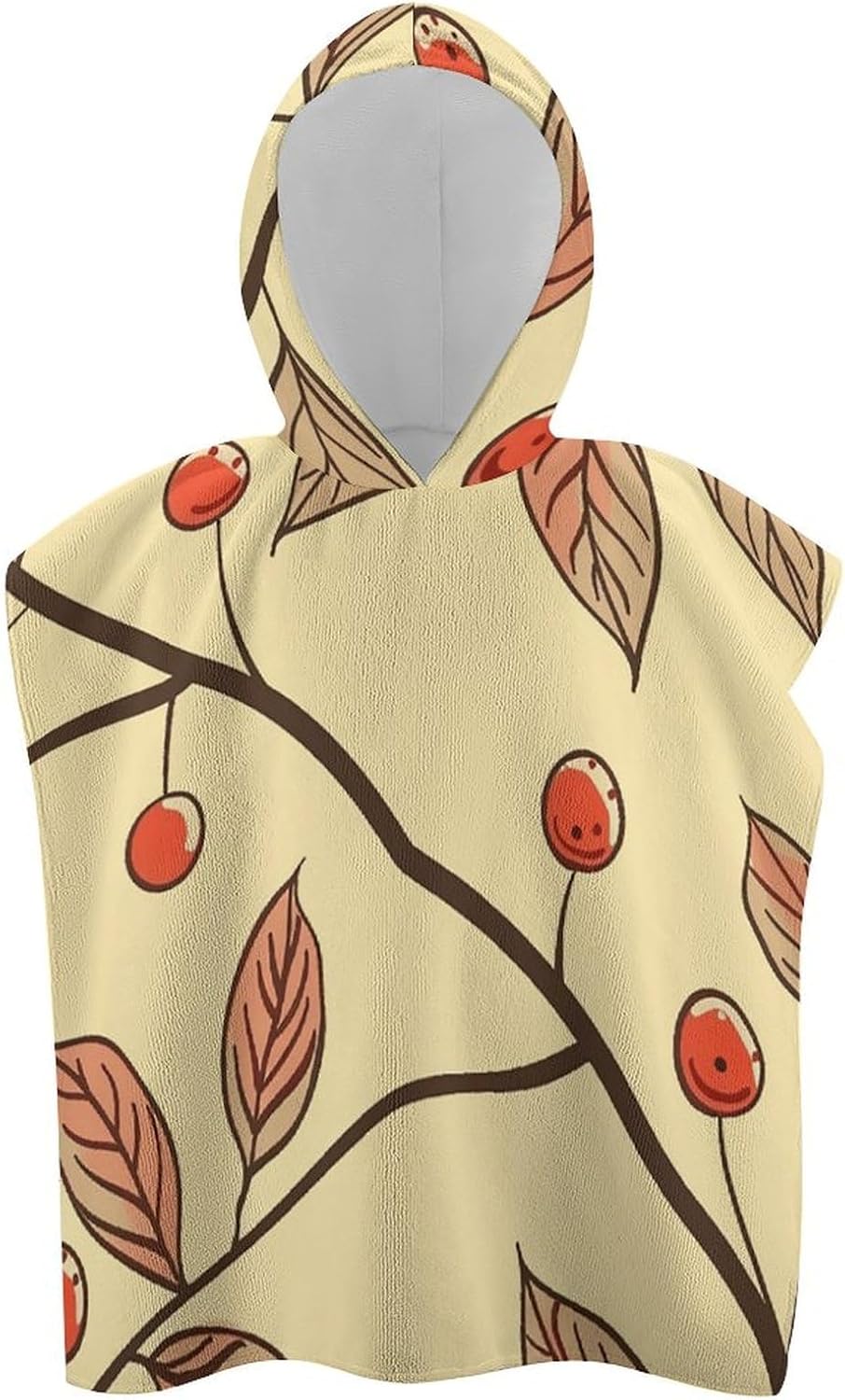 Kids Hooded Beach Towel with Brown Line Design