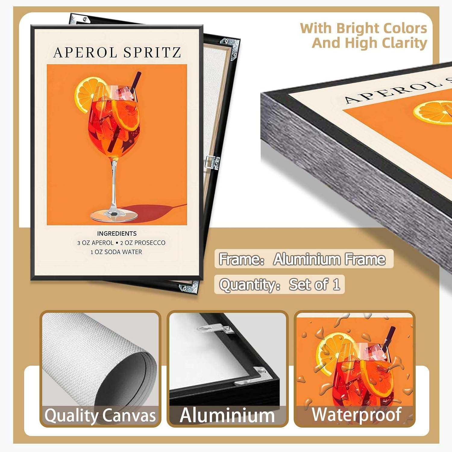 Vintage Cocktail Poster Framed 12x16in Wall Art