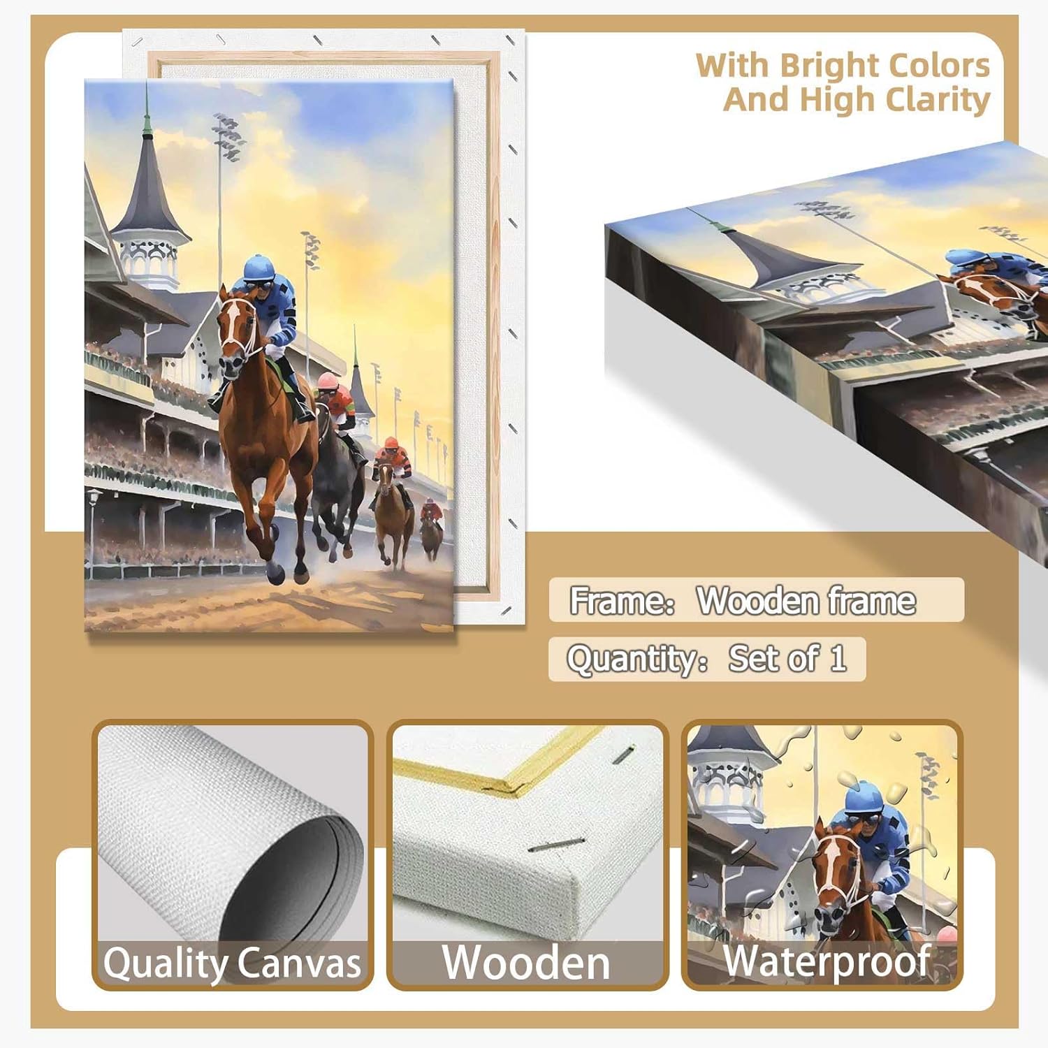 Retro Horse Racing Poster Framed 12x16in