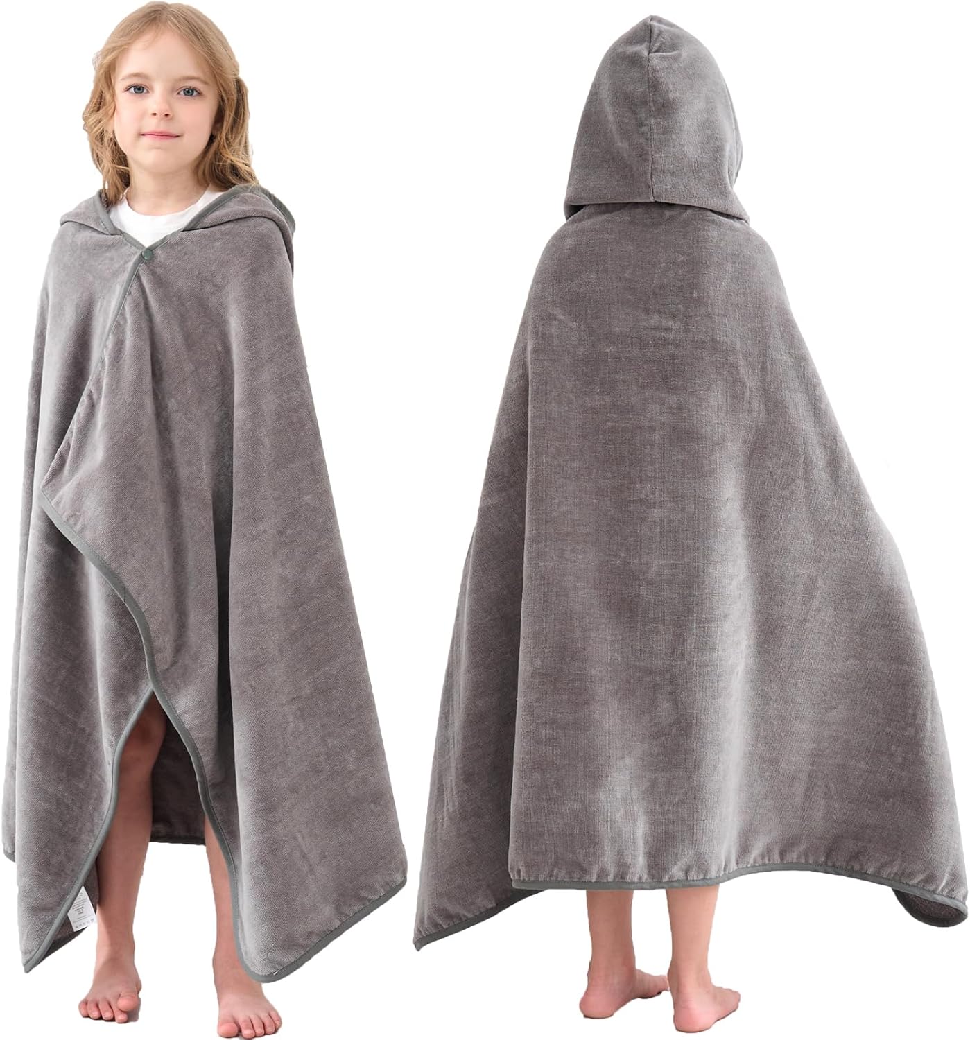 Hiturbo Kids Hooded Bath Towel - 50x30 inches Gray