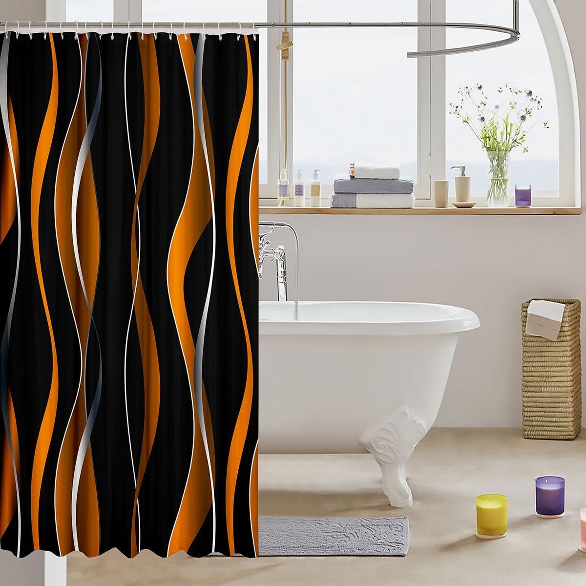 Feelyou Ombre Striped Bath Curtain 72x72