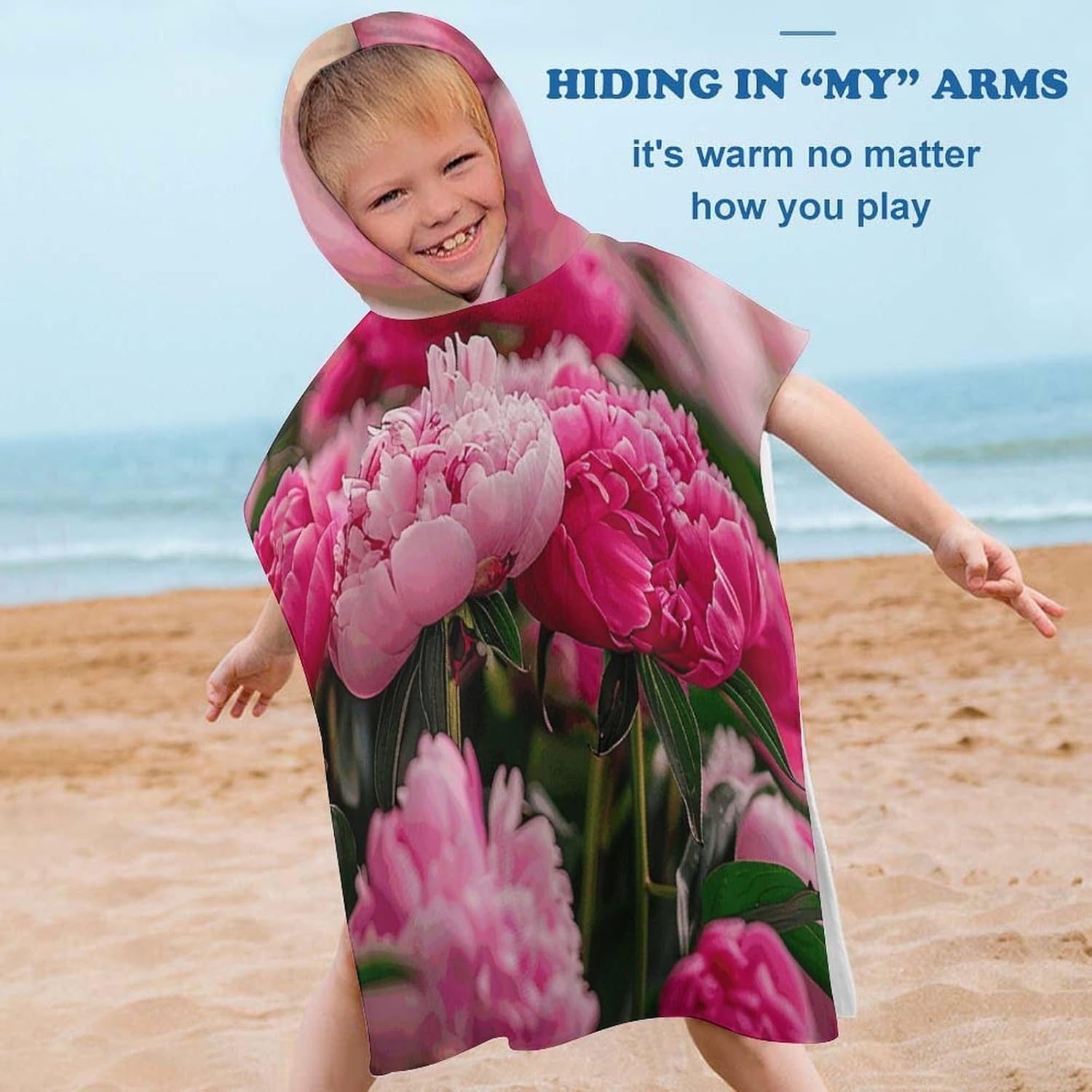 Kids Hooded Bath Towel with Flower Design