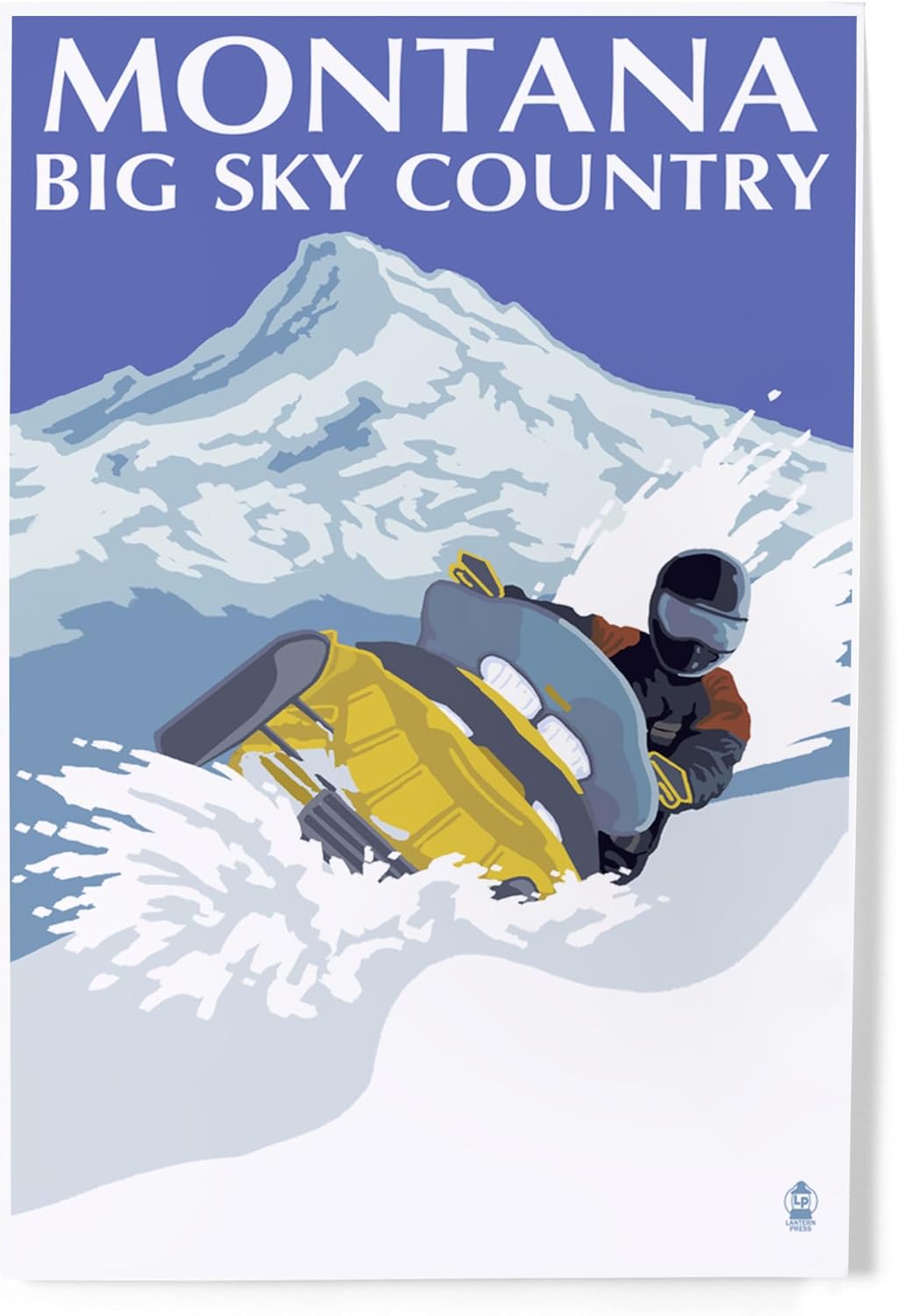 Lantern Press 8x12 Art Print Montana Big Sky Snowmobile Scene