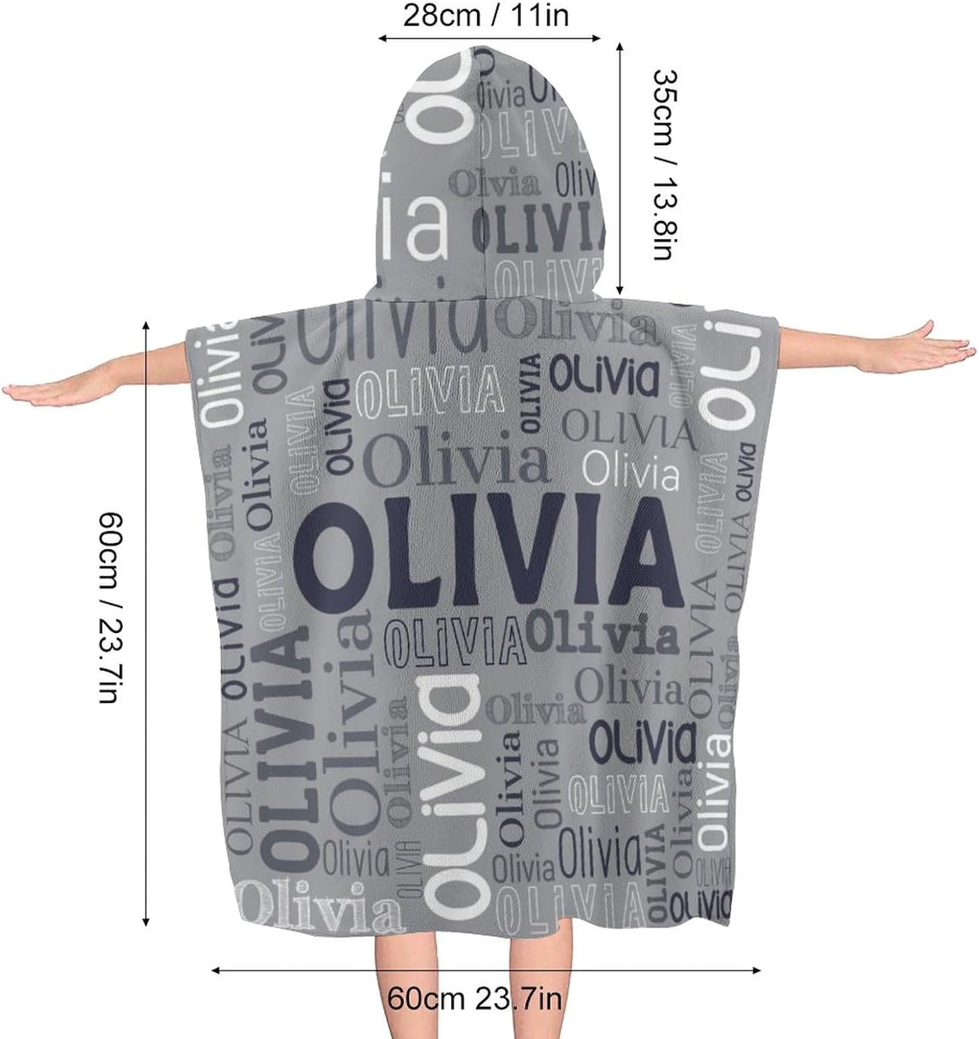 Husguciy Personalized Kids Hooded Bath Towel with Name