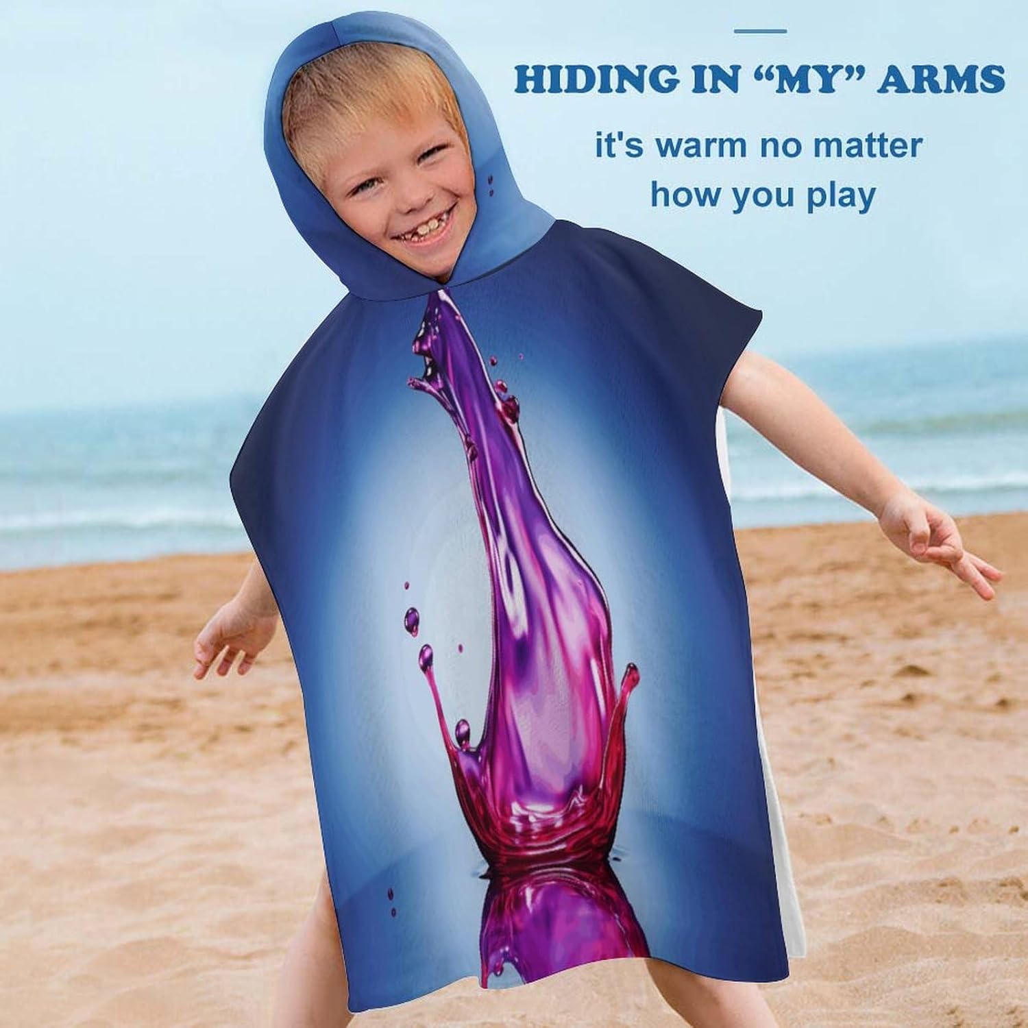 Kids Hooded Bath Towel with Purple Print