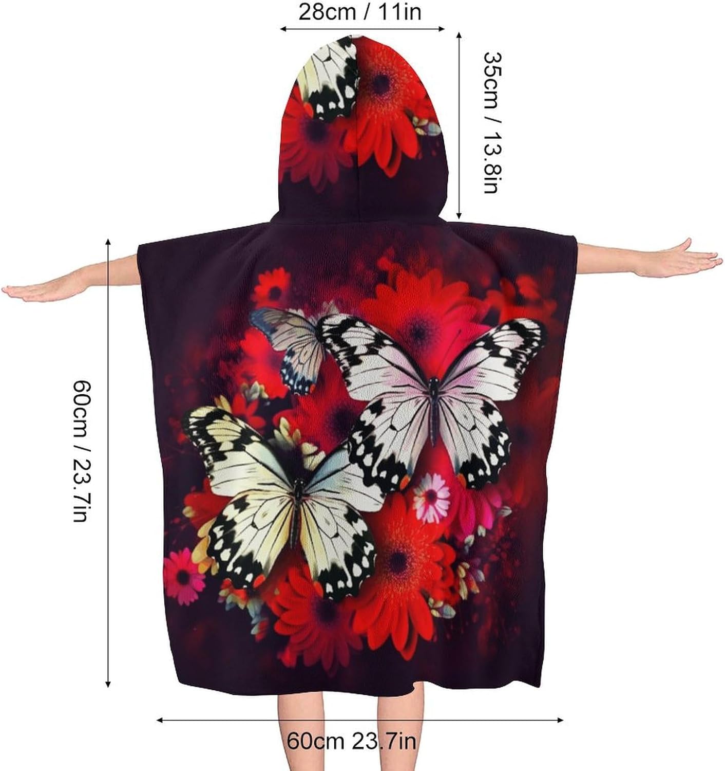 Colorful Kids Hooded Towel with Butterflies