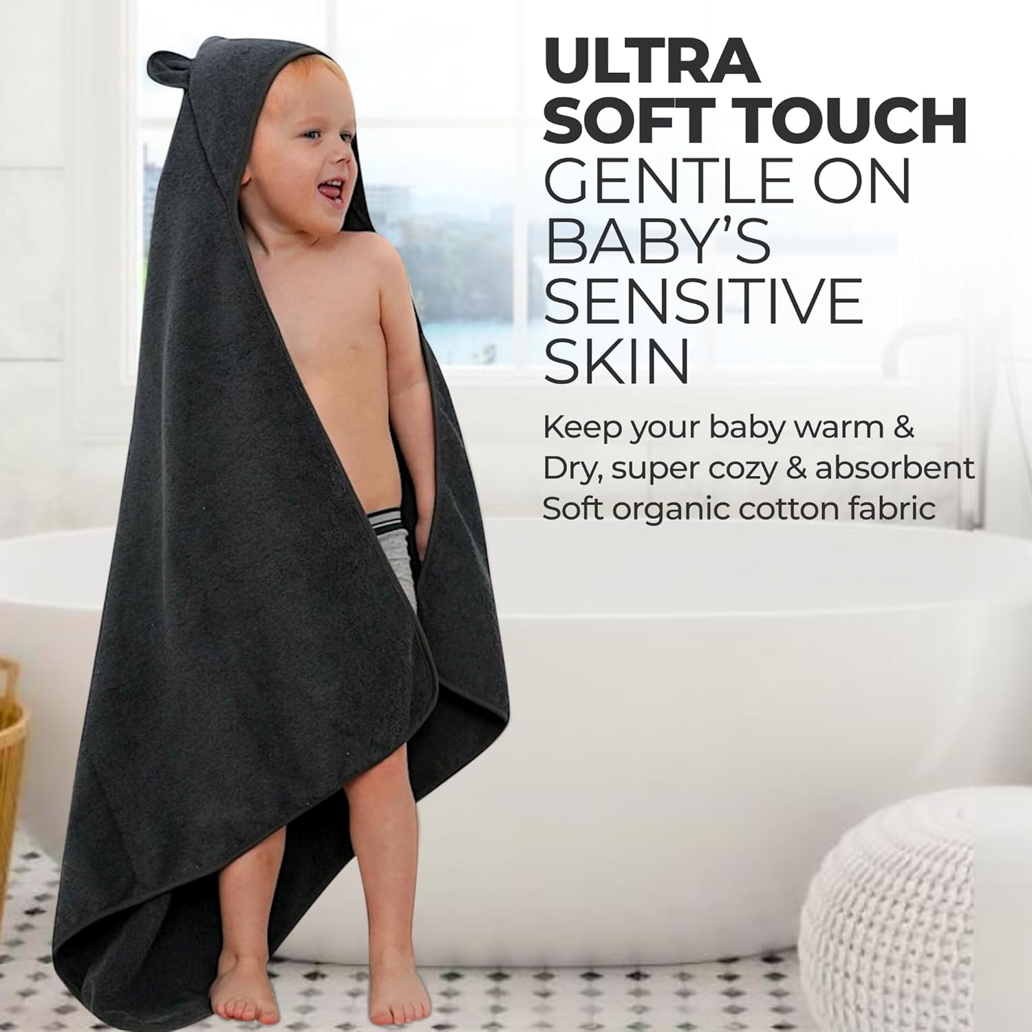 Organic Cotton Toddler Towel Poncho for Boys Girls 0-5T
