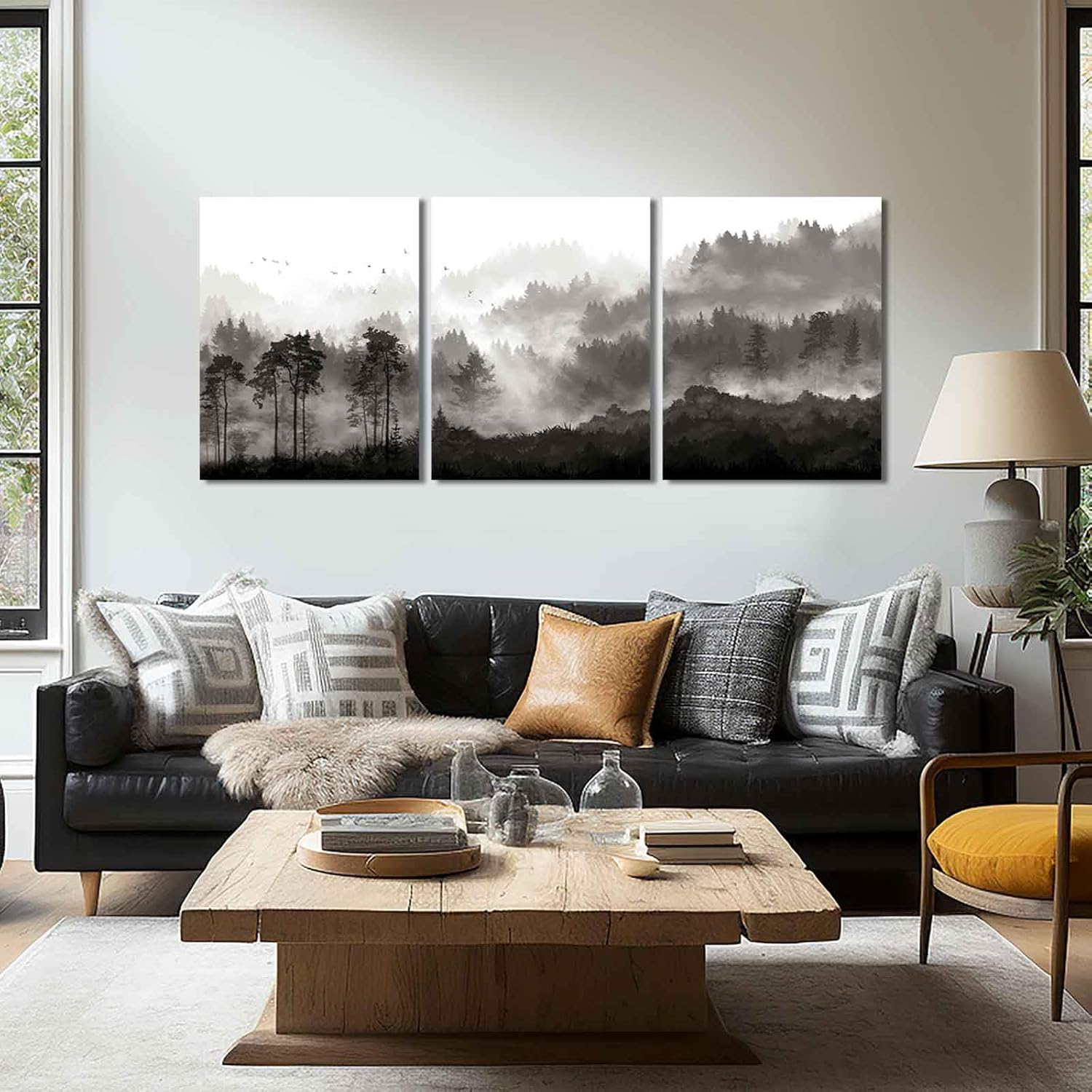 YJYart Misty Forest Wall Decor 3 Piece 12x16