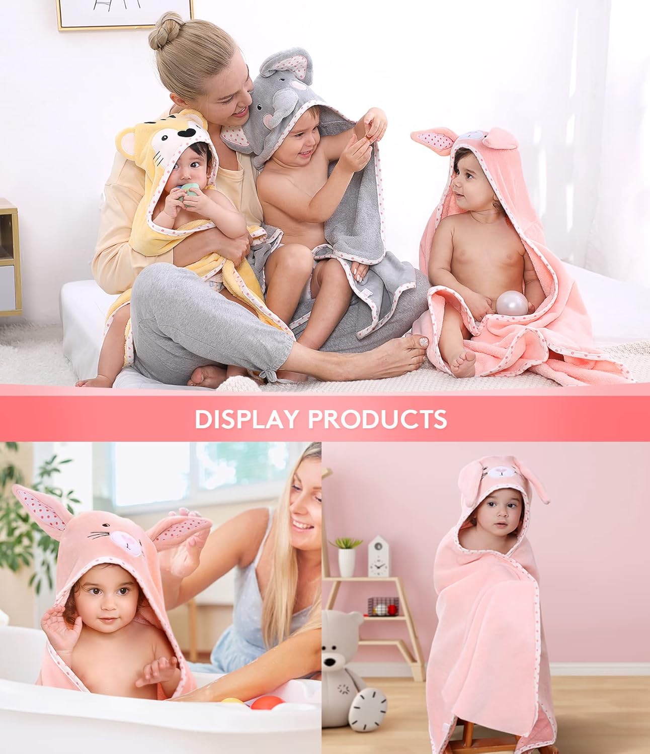 TBEZY Hooded Towel for Kids with Bunny Design