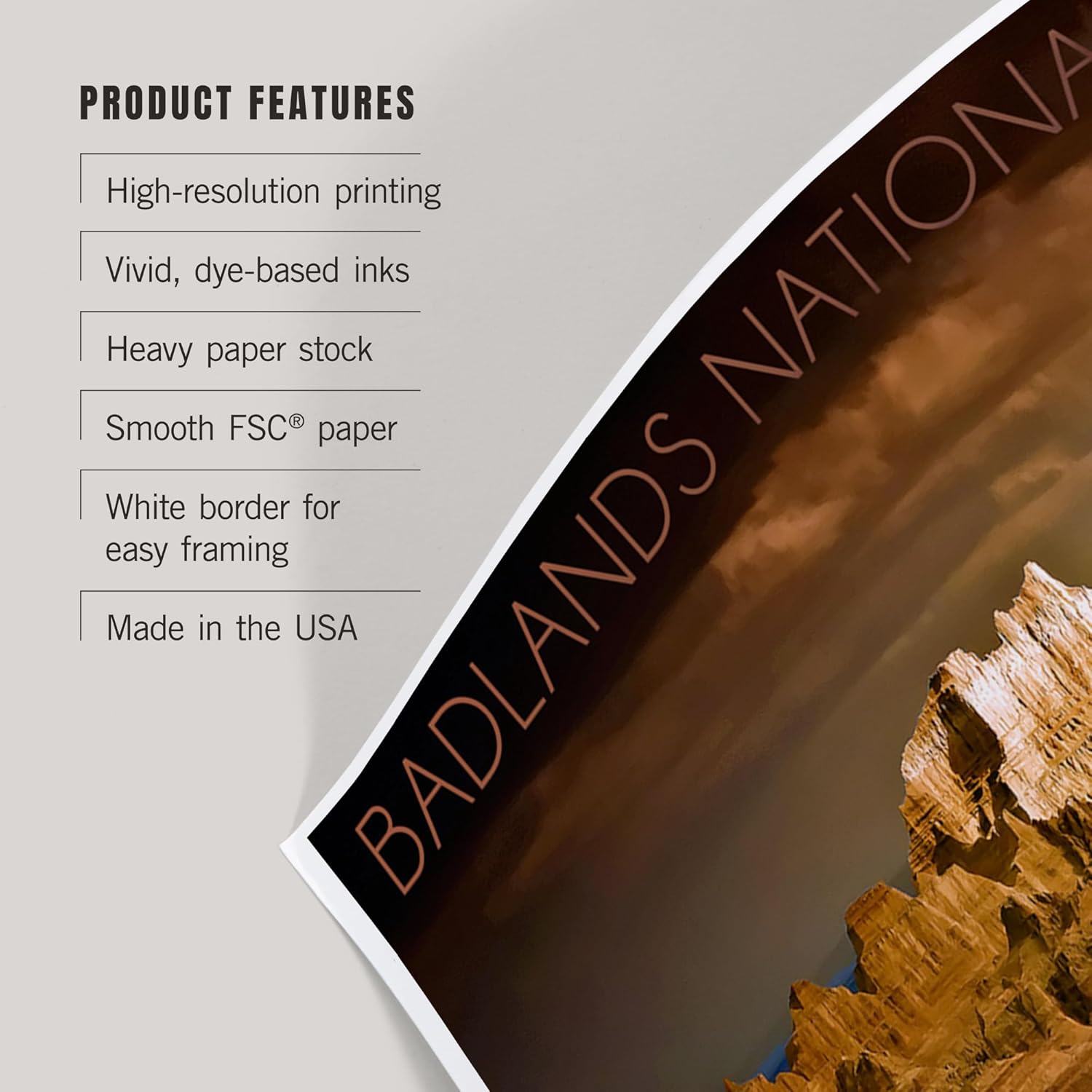 Lantern Press 8x12 Art Print Badlands National Park Stormy Sky
