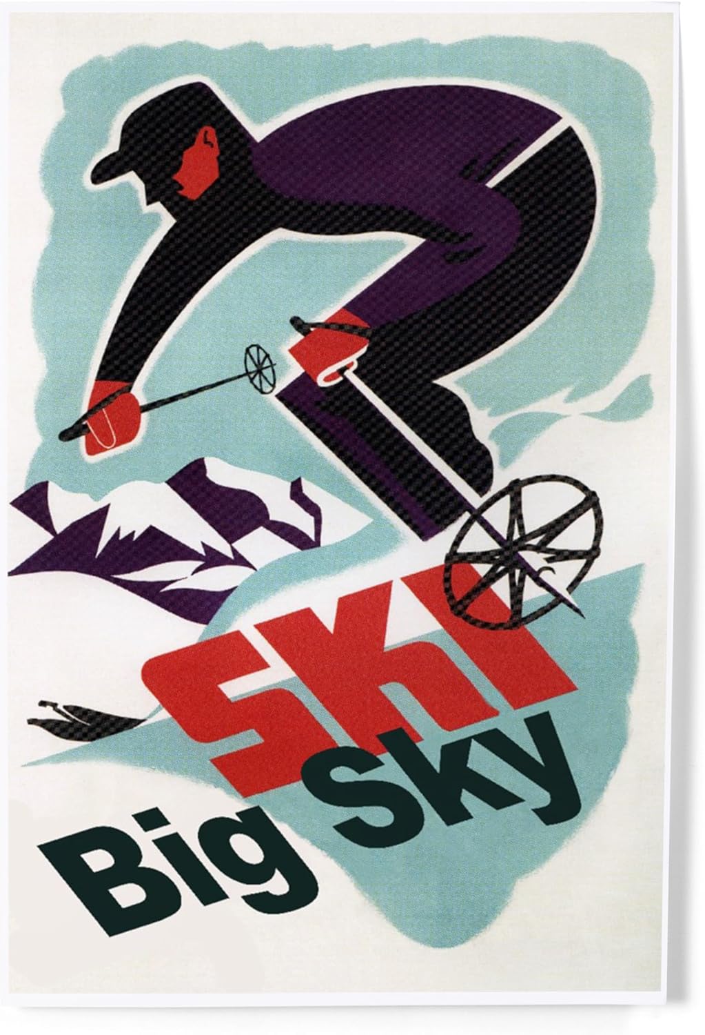 Lantern Press 8x12 Art Print Big Sky Montana Retro Skier