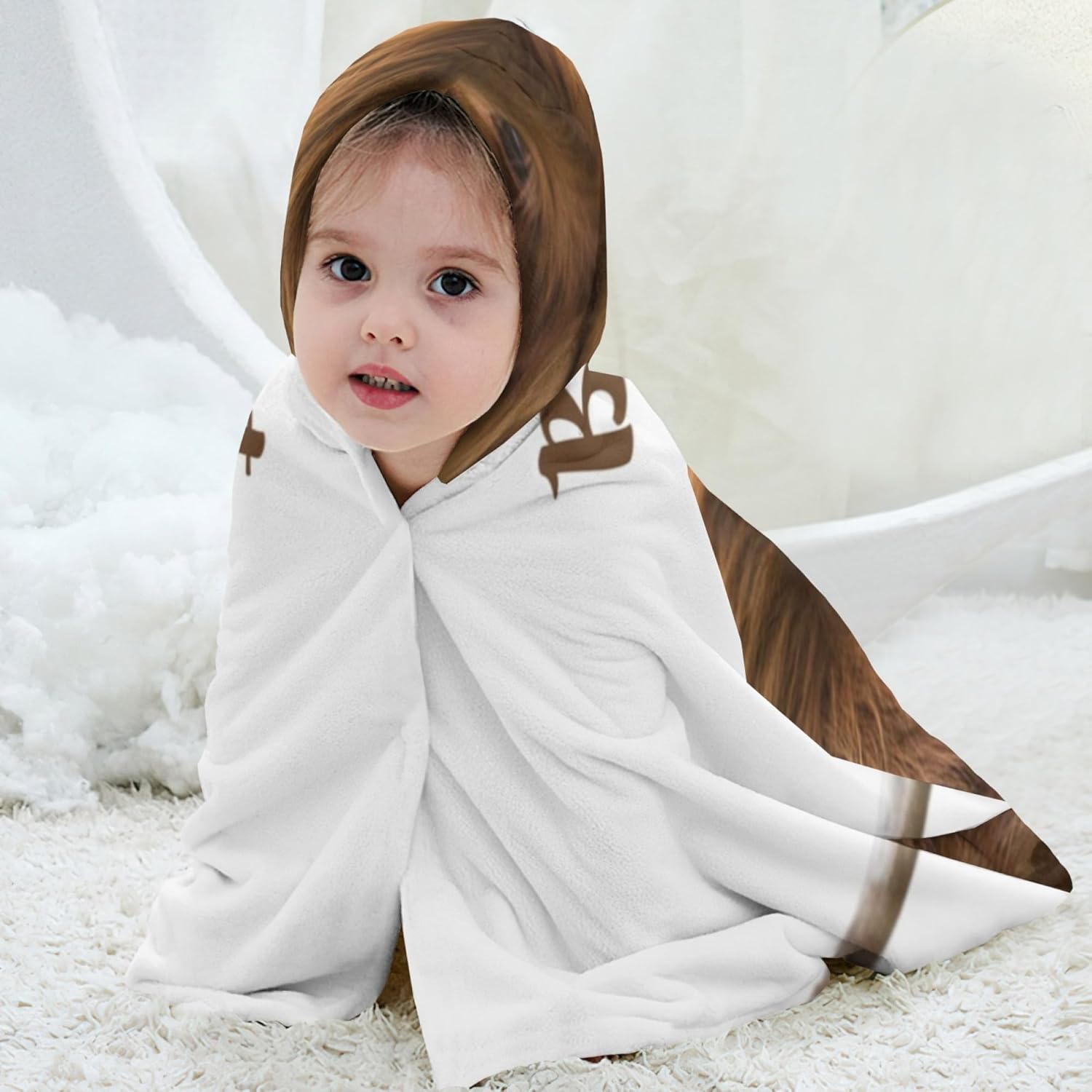 Personalized Highland Cow Hooded Kids Bath Towels with Name