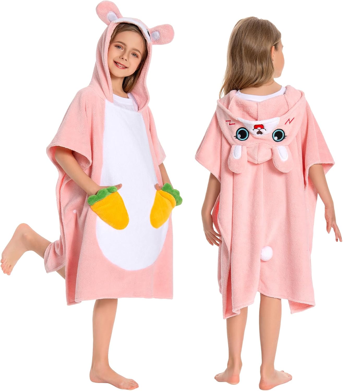 OLAOLA Bunny Hooded Kids Beach Towel for 3-12 Years